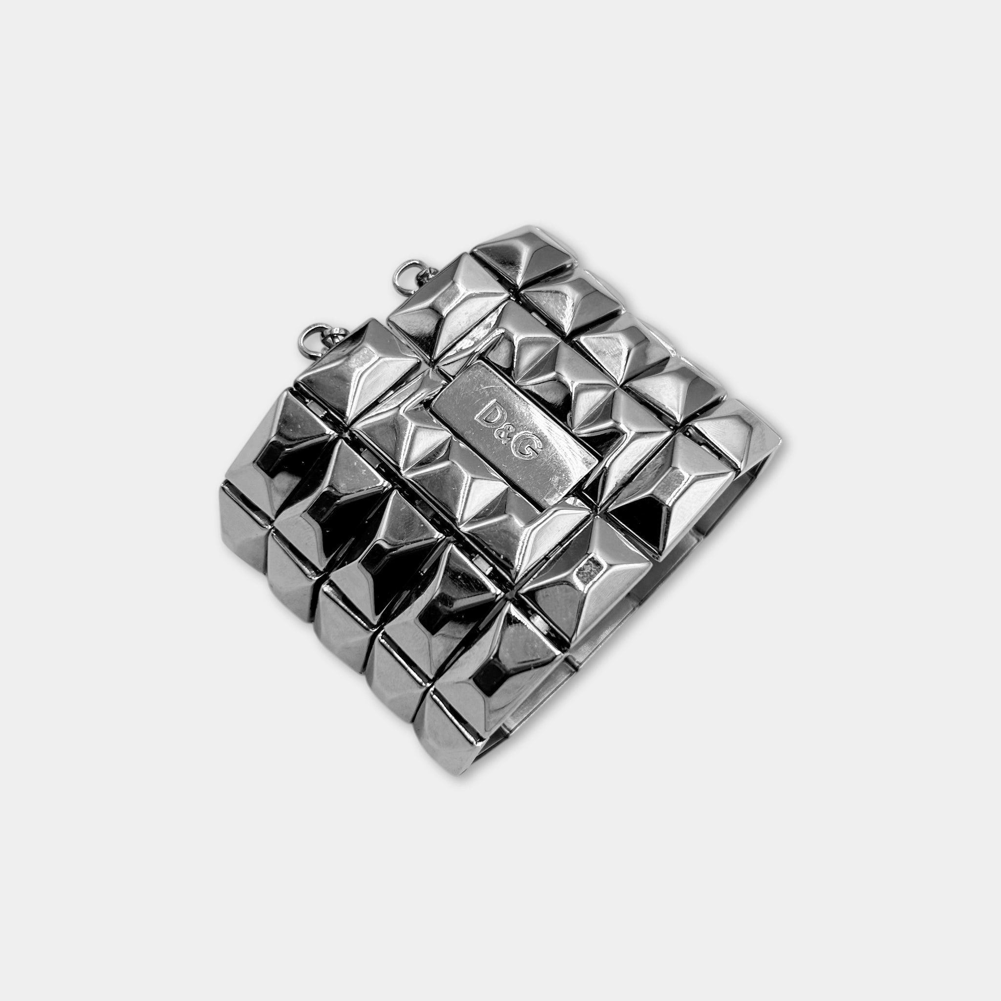 Dolce & Gabbana Dolce & Gabbana Stainless Steel Wide Faceted Link Cuff Brace Size ONE SIZE - 3 Thumbnail