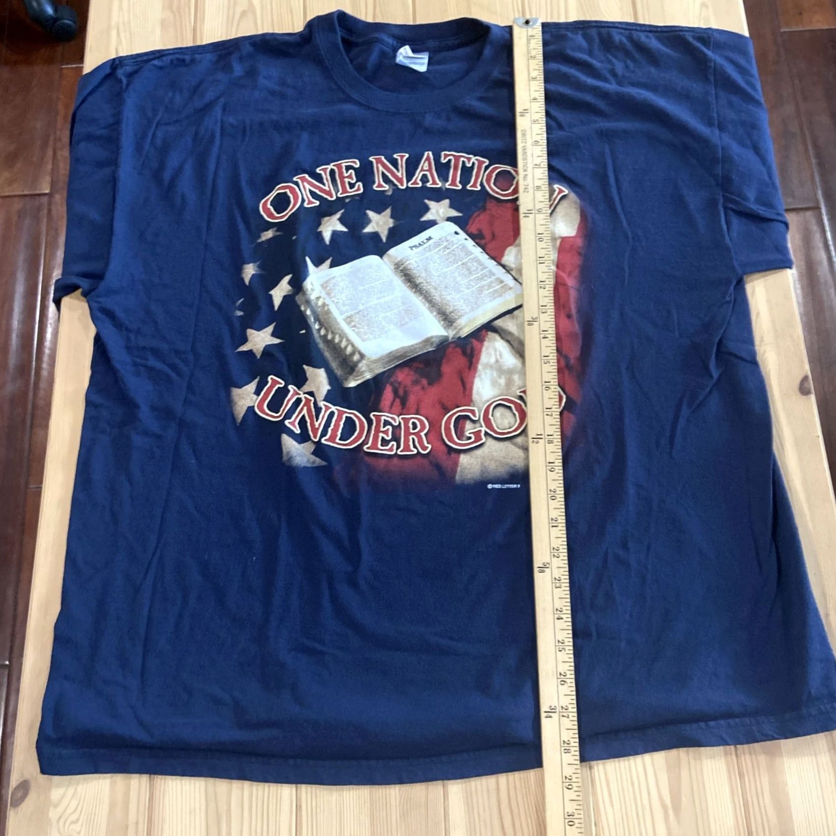 Gildan Gildan T-Shirt Unisex 2XL Blue Crew Neck Short Sleeve Graphic Print Patriotic Retro USA Faith God Bless Pope Leo XIV - 5000 Size US XXL / EU 58 / 5 - 7 Thumbnail