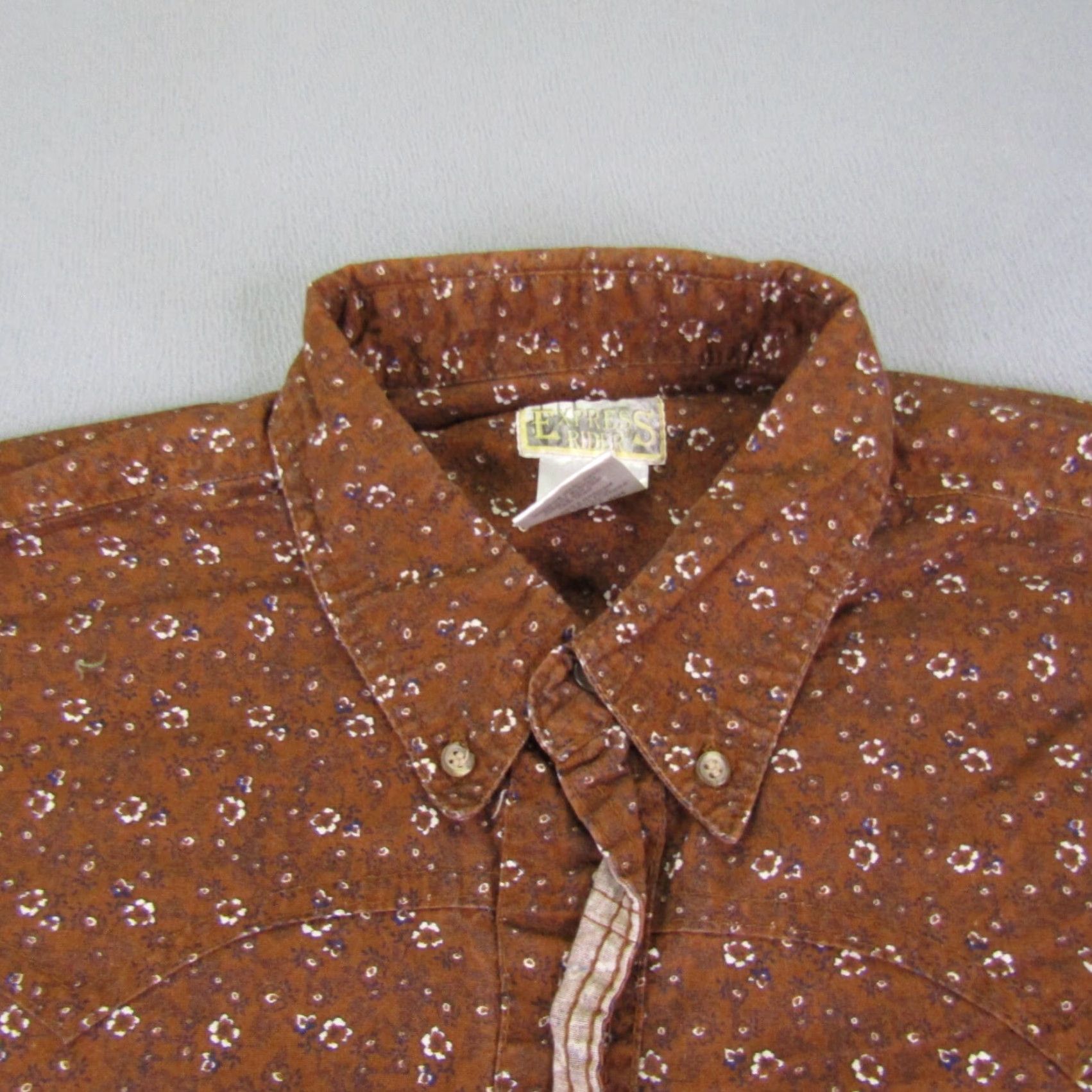 Express VINTAGE Express Western Shirt Mens Large Casual Button-Up Floral Cowboy 90s Orange Size US L / EU 52-54 / 3 - 2 Thumbnail