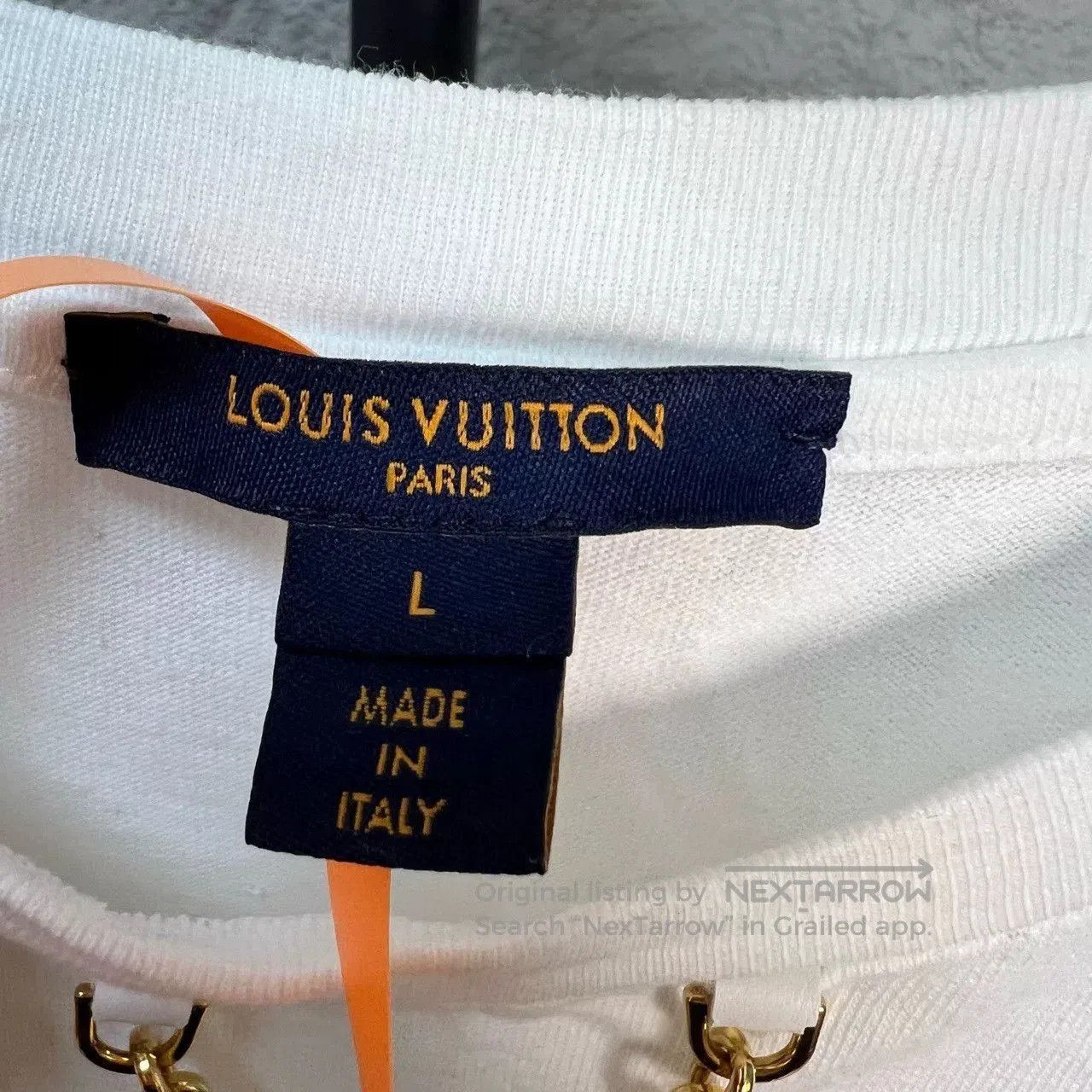 Louis Vuitton LV White Stripe Chain Neck Short Sleeve. Size US L / EU 52-54 / 3 - 3 Thumbnail