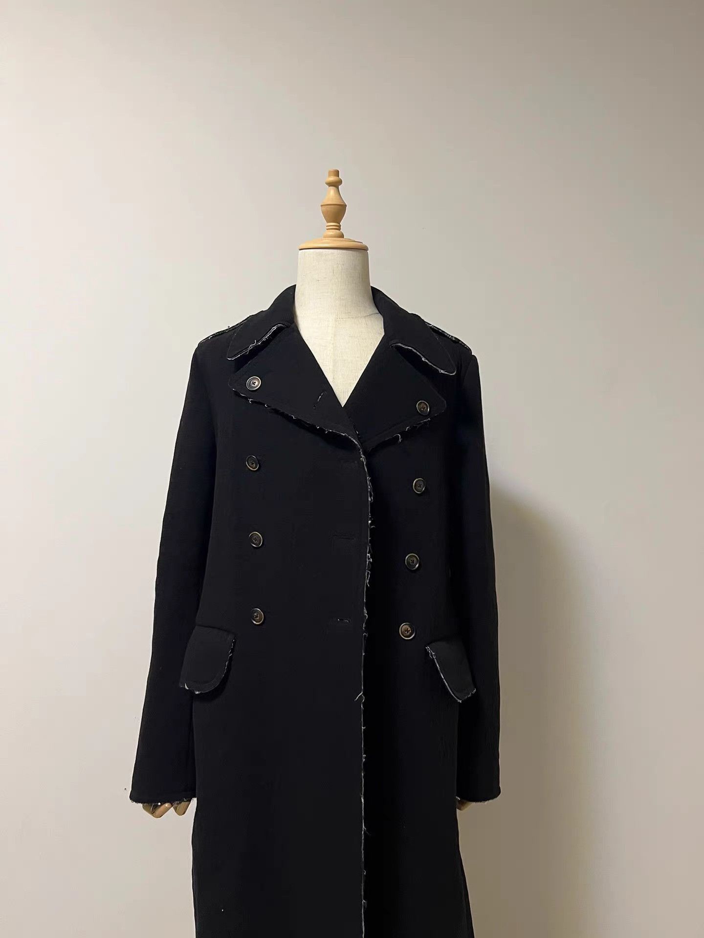 Uma Wang Black Double-Breasted Long Coat Size US M / EU 48-50 / 2 - 1 Thumbnail