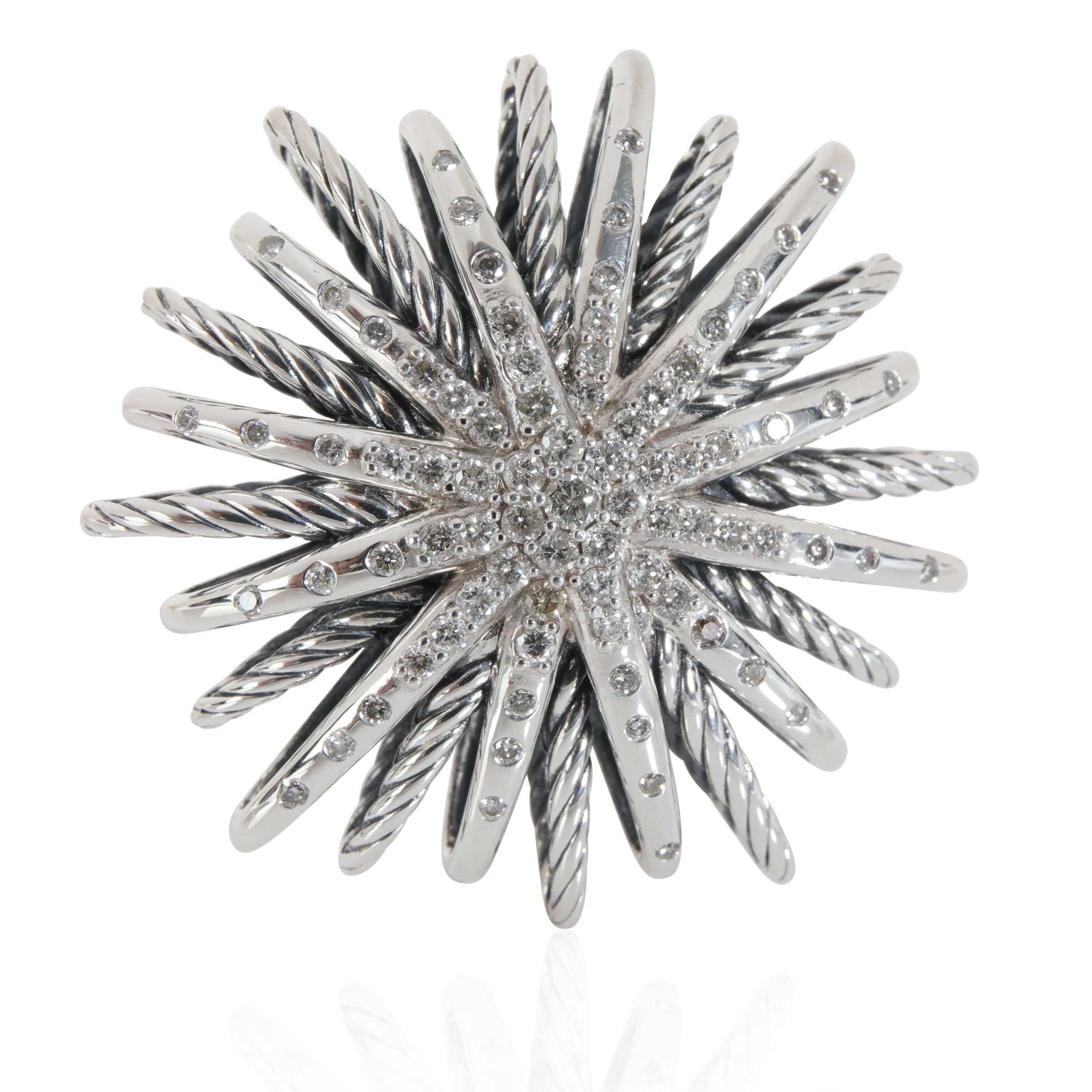 image of David Yurman Vintage Starburst Diamond Pendant In Sterling Silver 0.85 Ctw, Women's