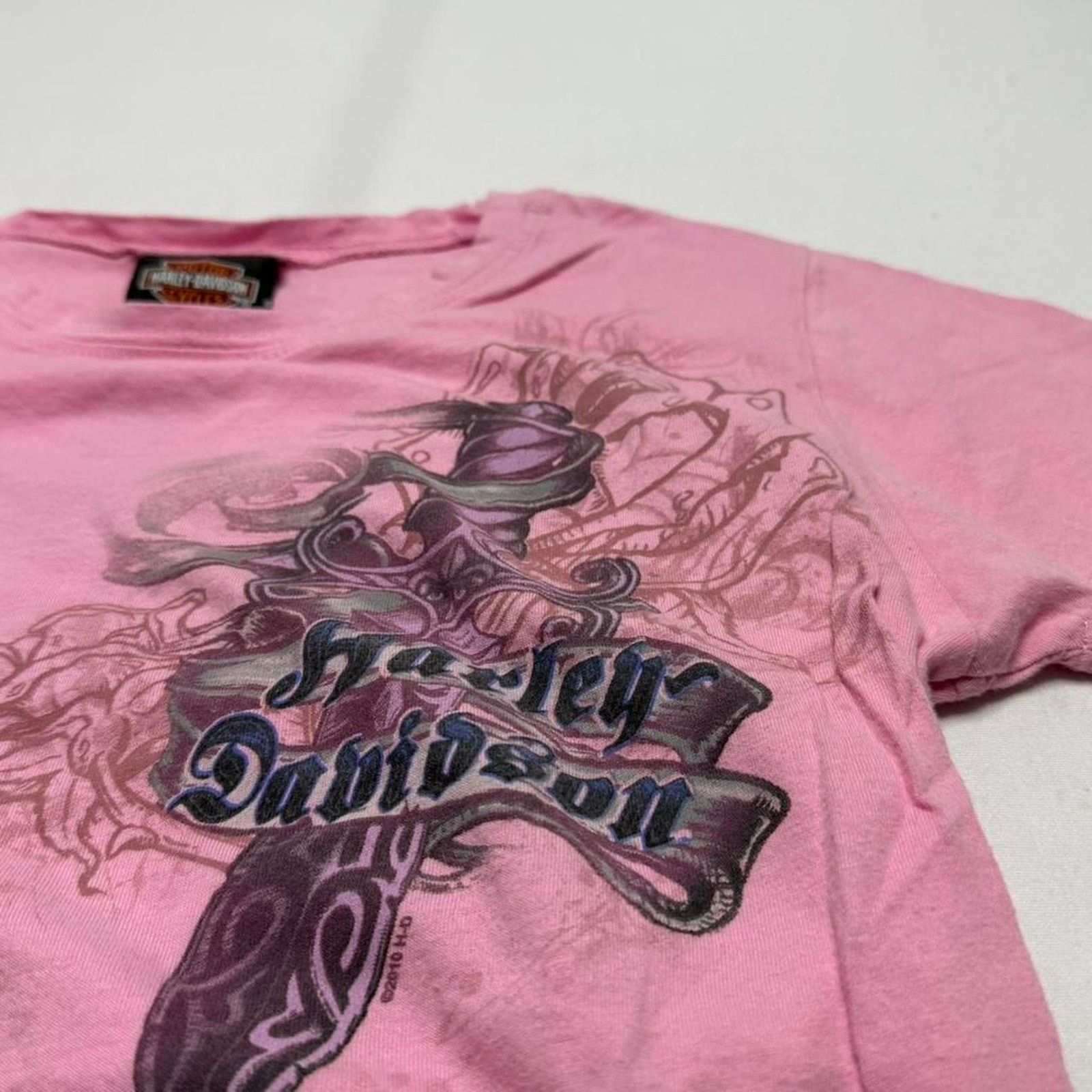 Harley Davidson Harley Davidson Pink Gothic 100% Cotton Fitted Full Size M Size M / US 6-8 / IT 42-44 - 4 Thumbnail