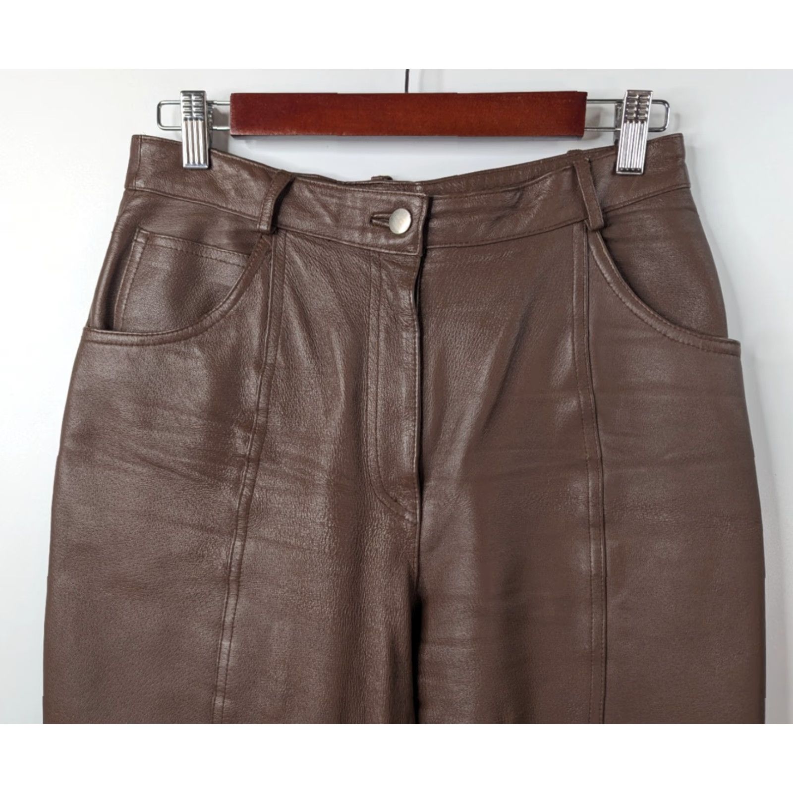 Vintage VINTAGE Together Women's 8 Pants Brown Leather High Rise Tapered Pants Size 30" / US 8 / IT 44 - 2 Thumbnail