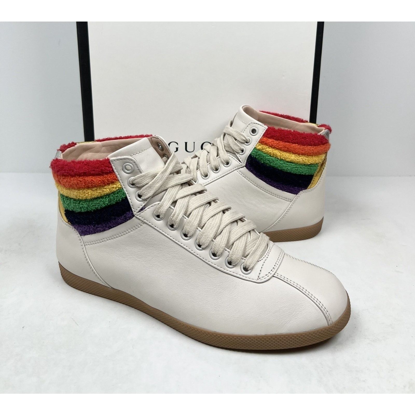Gucci Size 7G/7.5US - Gucci Rainbow Collar Leather High-Top Size US 7.5 / EU 40-41 - 2 Thumbnail