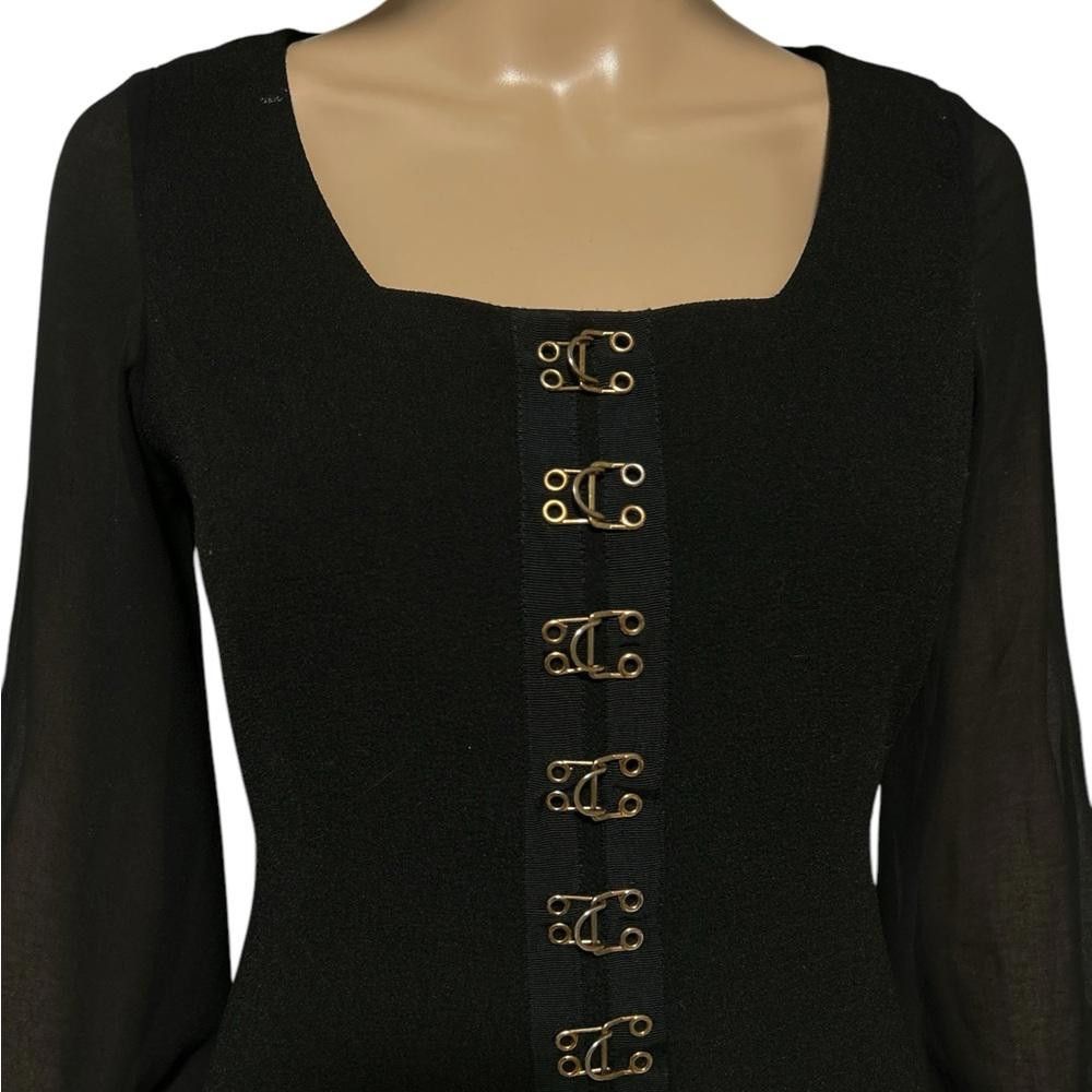 Designer Stunning Elegant Gaby Black Mini Dress with Gold Accents Size S / US 4 / IT 40 - 3 Thumbnail