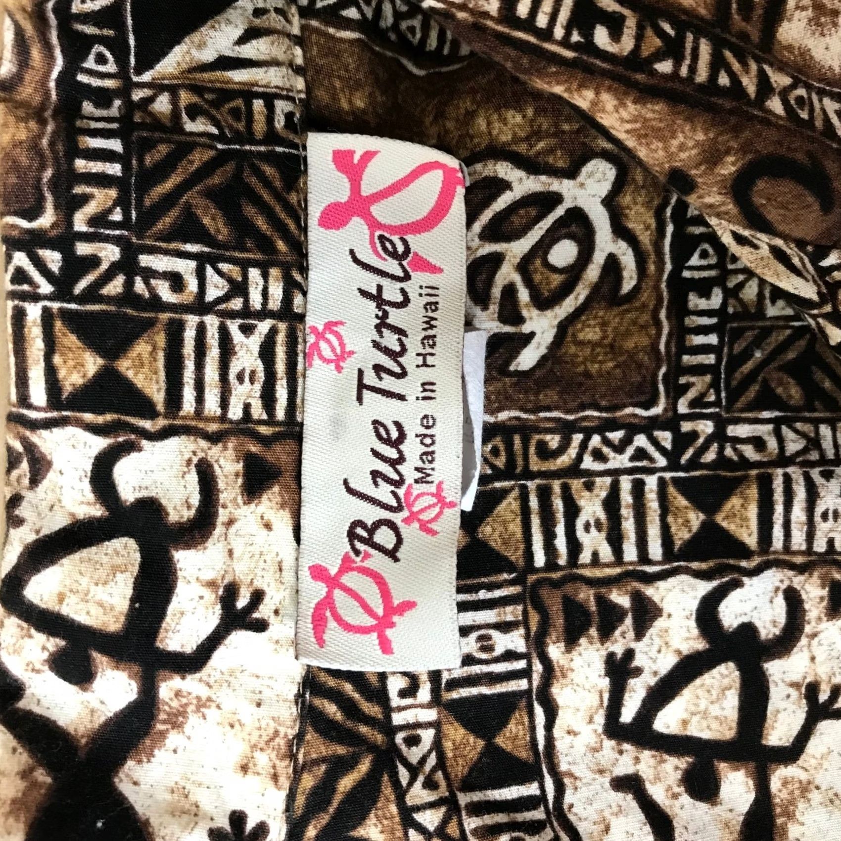 Vintage VINTAGE Blue Turtle Shirt Hawaiian Button-Up Short Sleeve Collared Brown Tribal Petroglyph Geometric XL Mens Size US XL / EU 56 / 4 - 7 Thumbnail