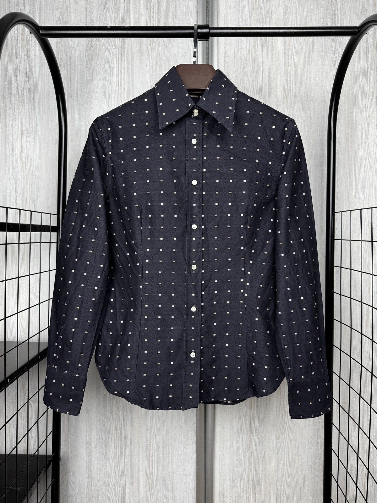Etro ETRO navy blue patterned button up long sleeve cotton shirt Size XL / US 12-14 / IT 48-50 - 2 Thumbnail