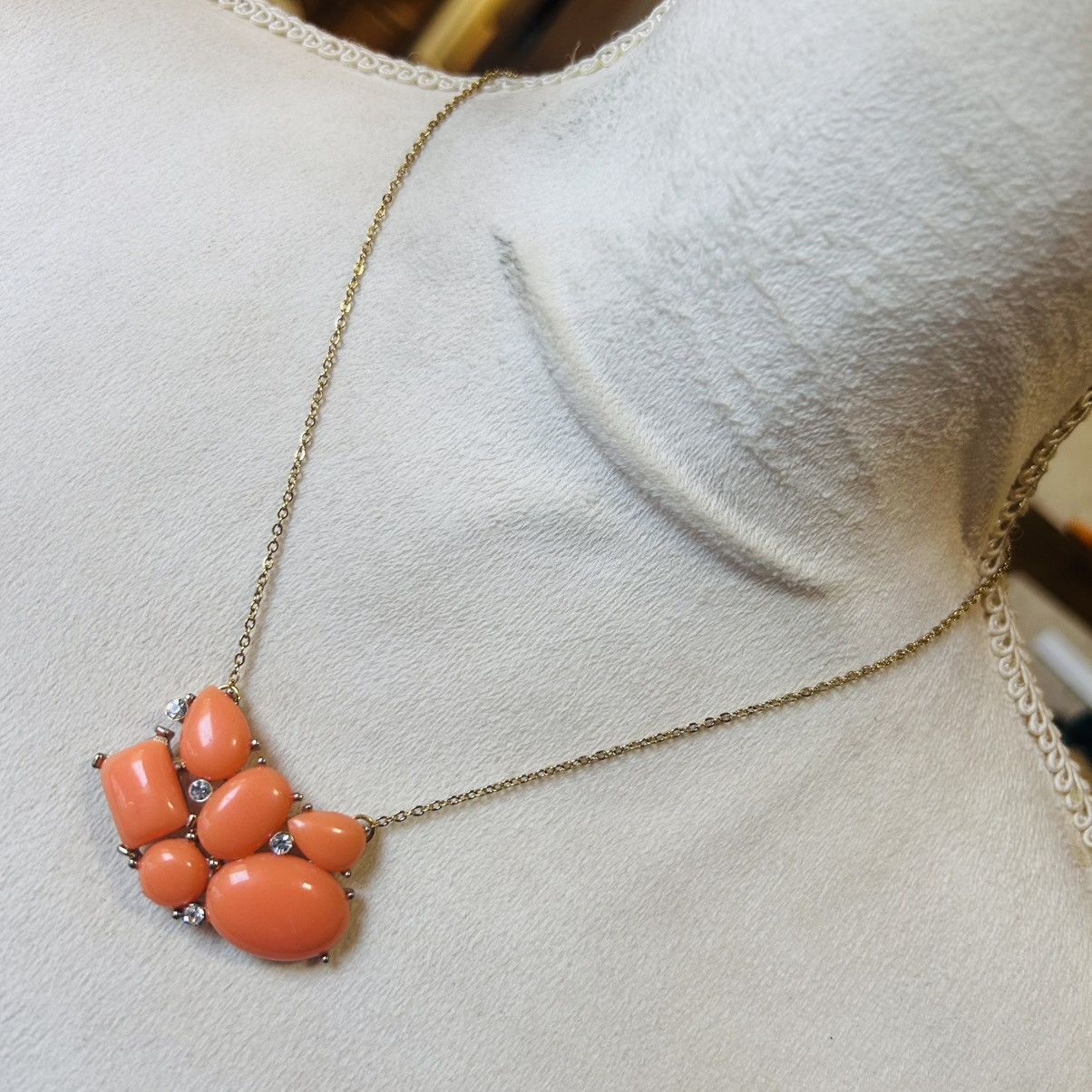 Handmade Handcrafted repurpose vintage tangerine glass necklace Size ONE SIZE - 1 Thumbnail