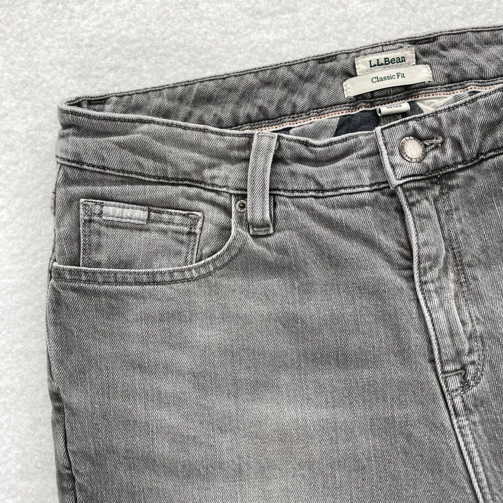 Vintage L.L.Bean Jeans Womens 8 Gray Classic Fit Flannel Lined Straight Stretch Chore Size 30" / US 8 / IT 44 - 3 Thumbnail