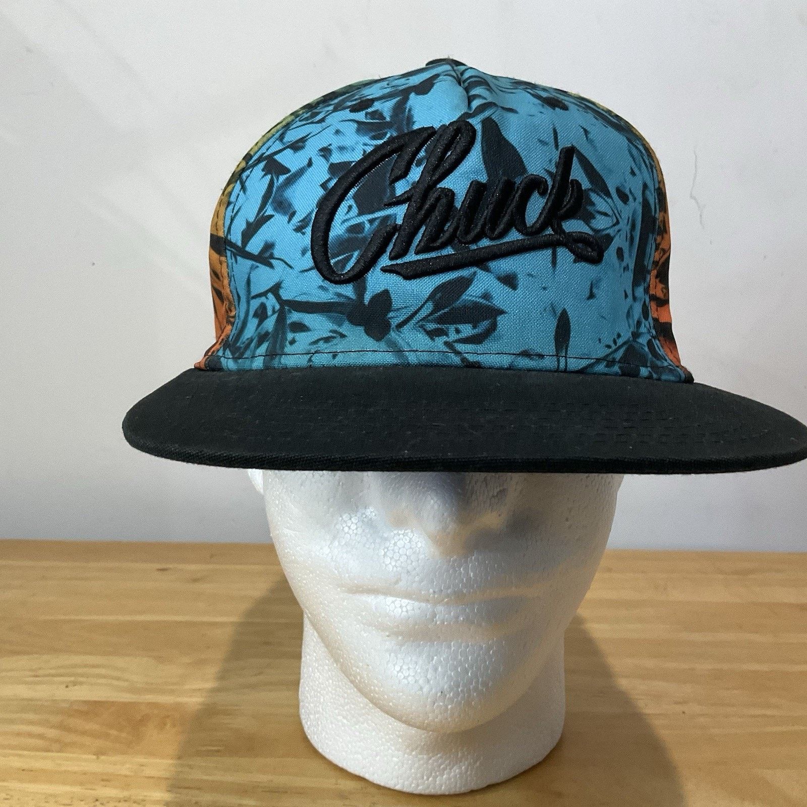 Original Chuck Original Chuck Floral Strap Back Blue Cap Hat Visor Stitched Size ONE SIZE - 1 Thumbnail