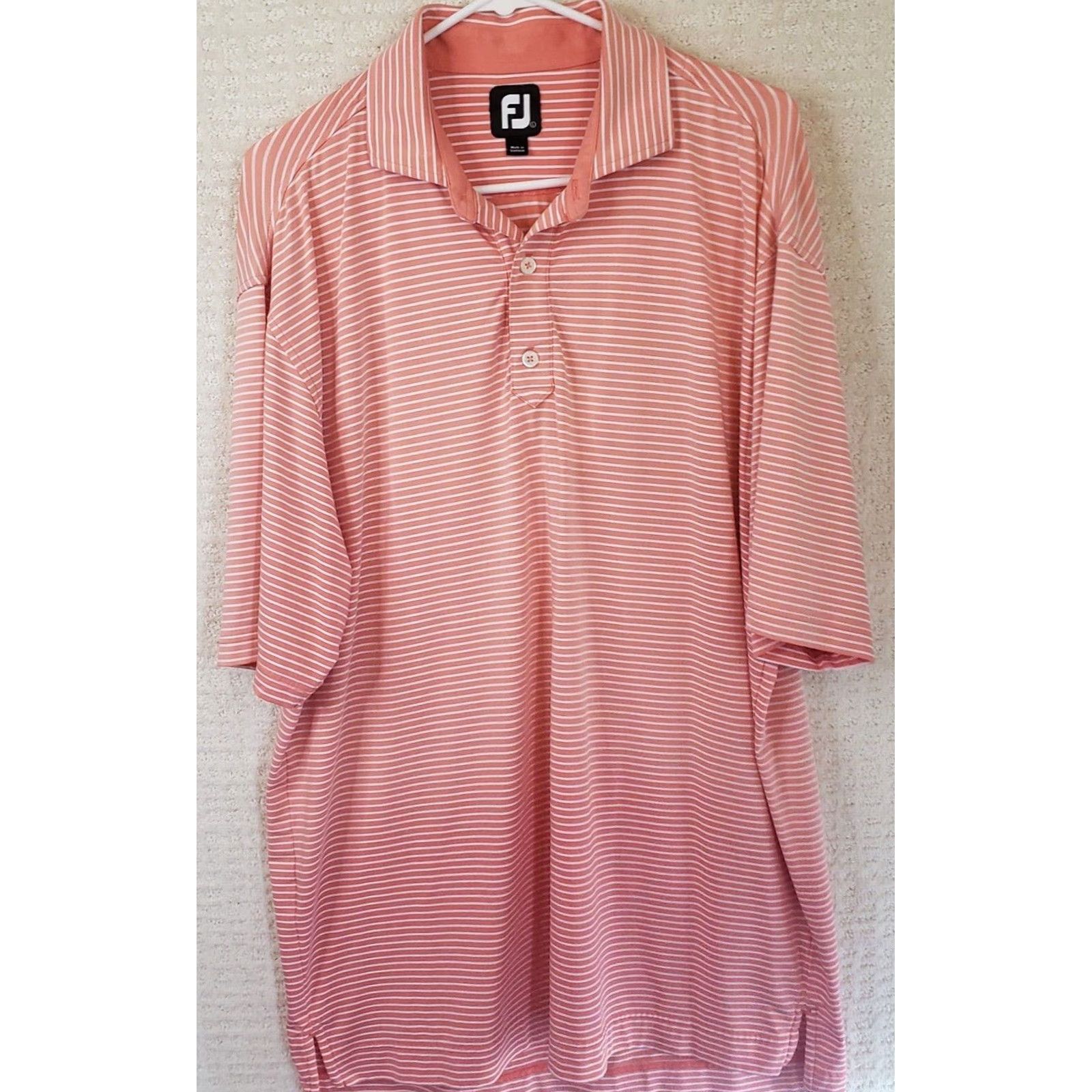 Footjoy FootJoy Polo Shirt Men L Coral Striped Short Sleeve Golf Polo FJ logo 50" Chest Regular Size US L / EU 52-54 / 3 - 2 Thumbnail