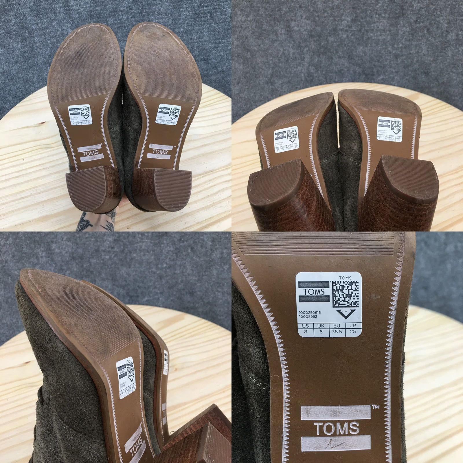 Toms TOMS Lunata Bootie Womens 8 Desert Lace Up Green Suede Heel 3 in Boots Shoes Size US 8 / IT 38 - 9 Thumbnail
