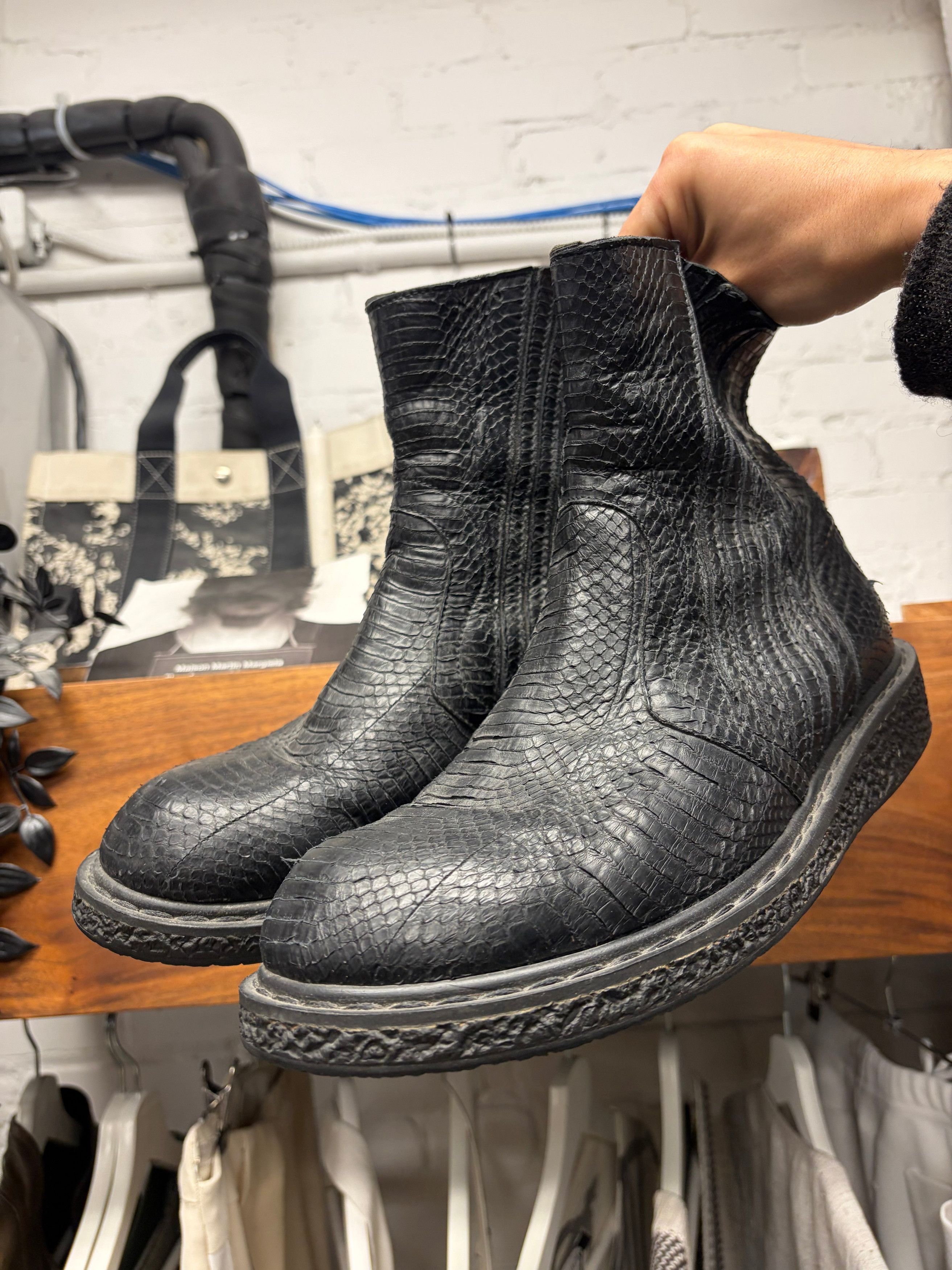 Rick Owens SS2009 Rick Owens ‘Strutter’ Black Python Hide Engineer Boots Size US 9 / EU 42 - 3 Thumbnail