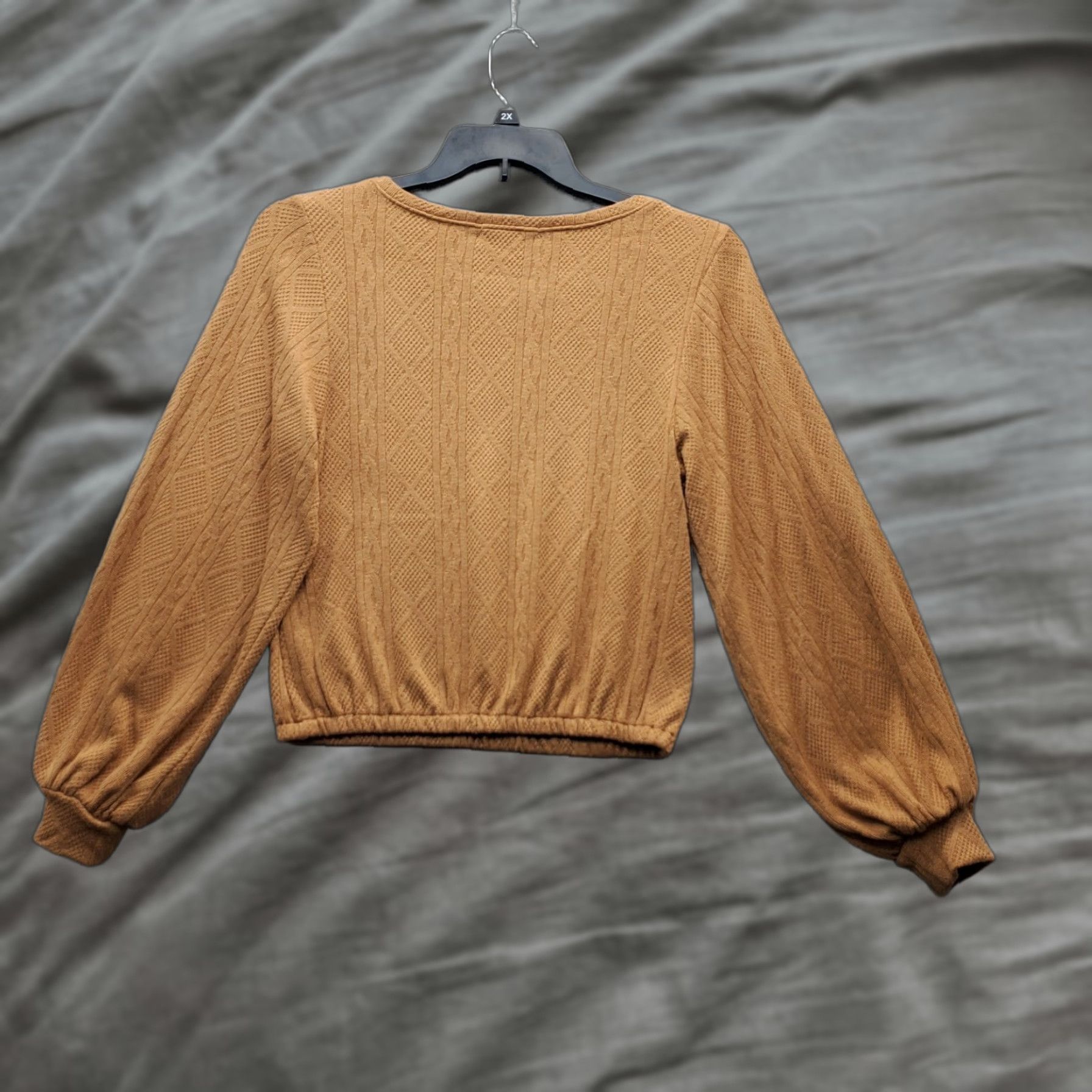 Vintage Altar'd State Cropped Top Womens Size S Brown Balloon Sleeve Round Neck Pullover Shirt Womens Small Brown Balloon Sleeve Pullover Size S / US 4 / IT 40 - 1 Thumbnail