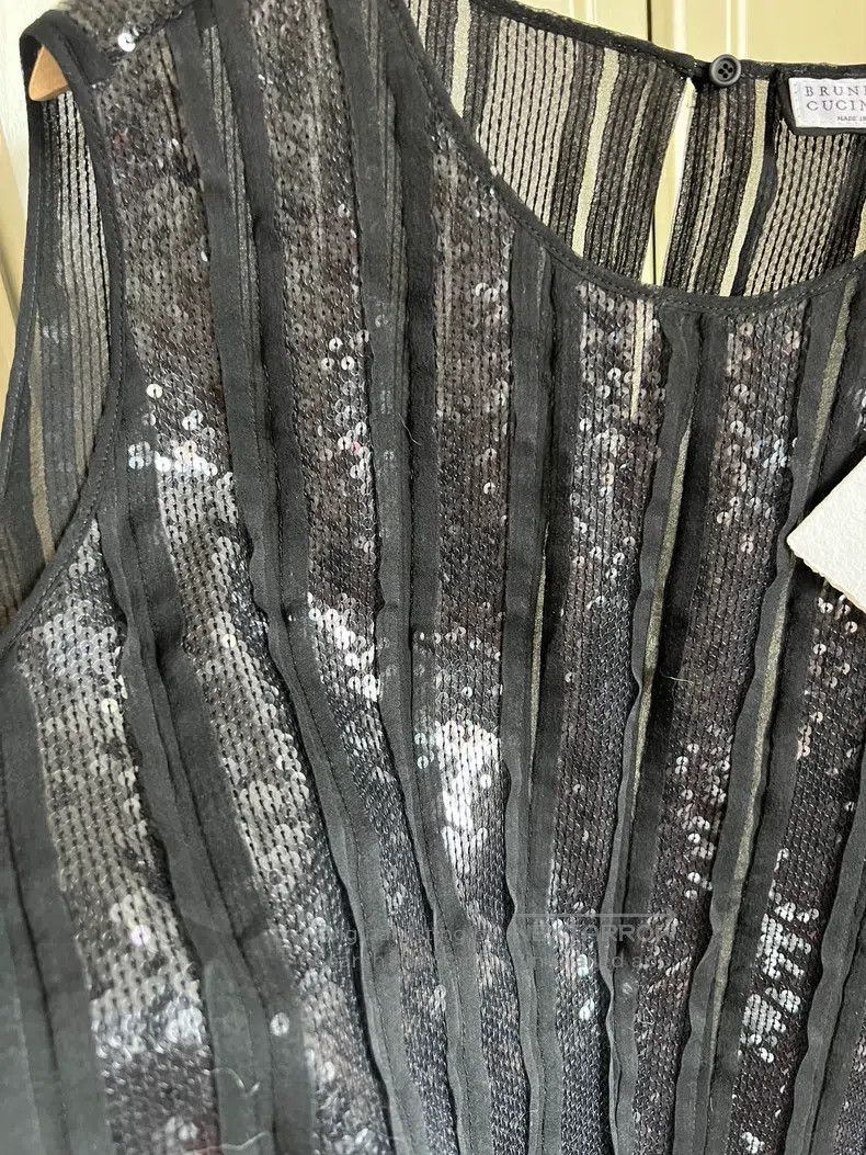 Brunello Cucinelli Brunello Cucinelli Silk sequined short sleeves Size M / US 6-8 / IT 42-44 - 3 Thumbnail