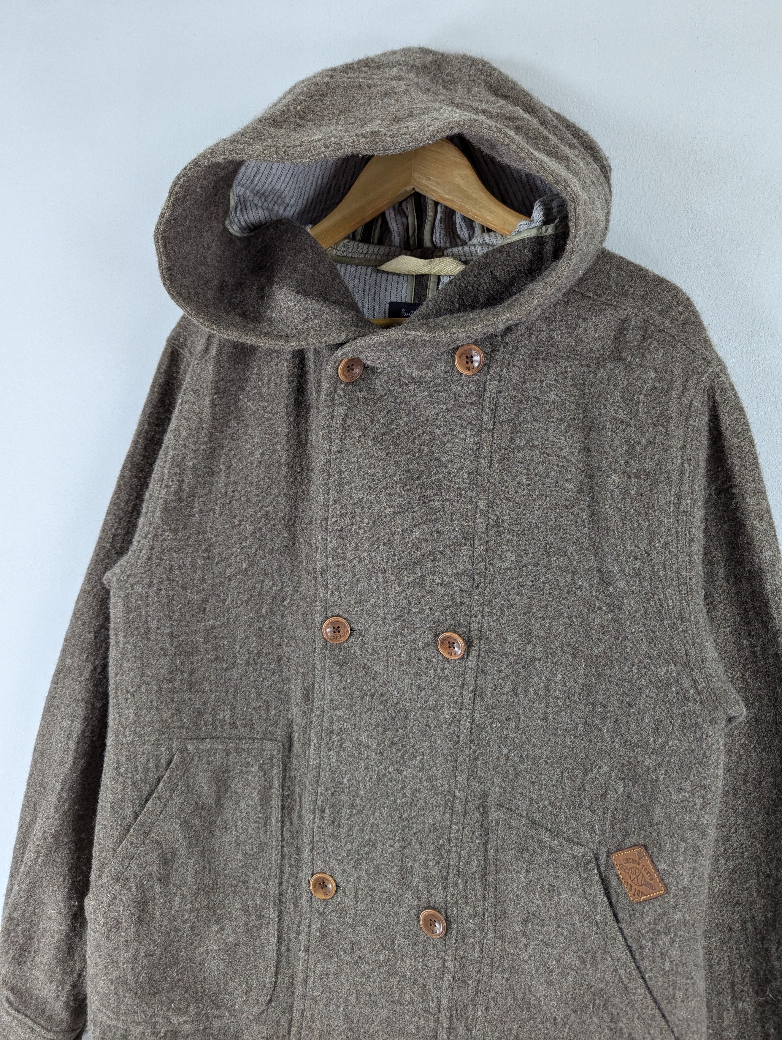 Designer × Paul Smith Paul Smith Cotton Wool Mix Tweed Double Hood Coat Jacket Size US L / EU 52-54 / 3 - 5 Thumbnail