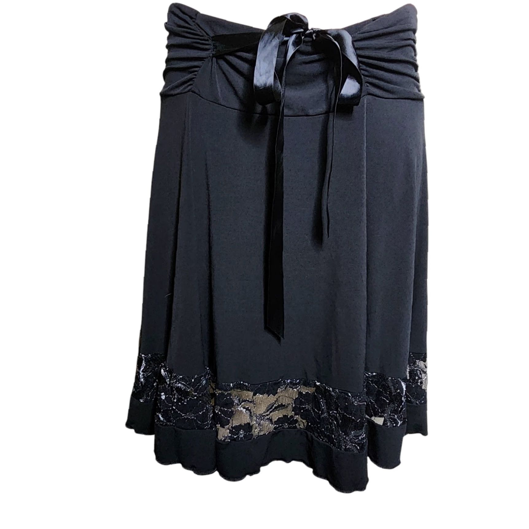 Vintage Joe Benbasset Skirt Women's Black Lace Pull-On Stretch Knee-Length Large Size 36" / US 14 / IT 50 - 2 Thumbnail