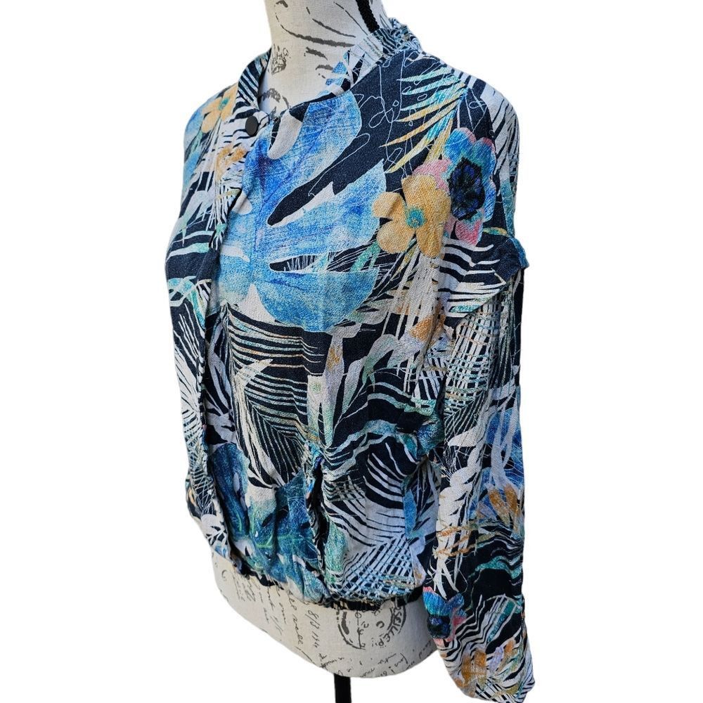 Zara Zara -962 Women's Floral Tropical Lightweight Jacket Linen B Size S / US 4 / IT 40 - 2 Thumbnail
