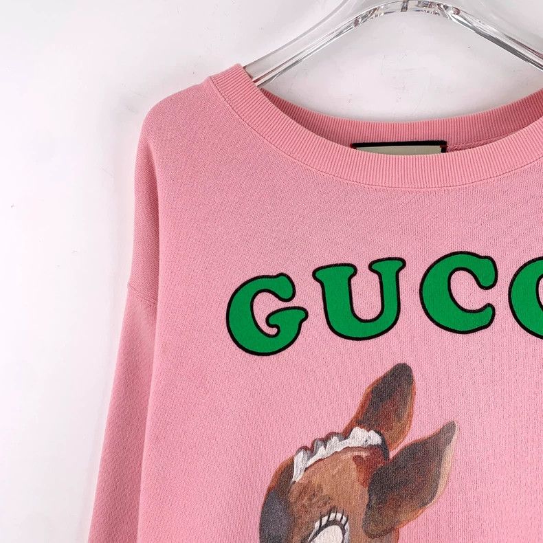 Gucci Gucci Pink deer letter printed cotton round-neck long-slee Size S / US 4 / IT 40 - 3 Thumbnail