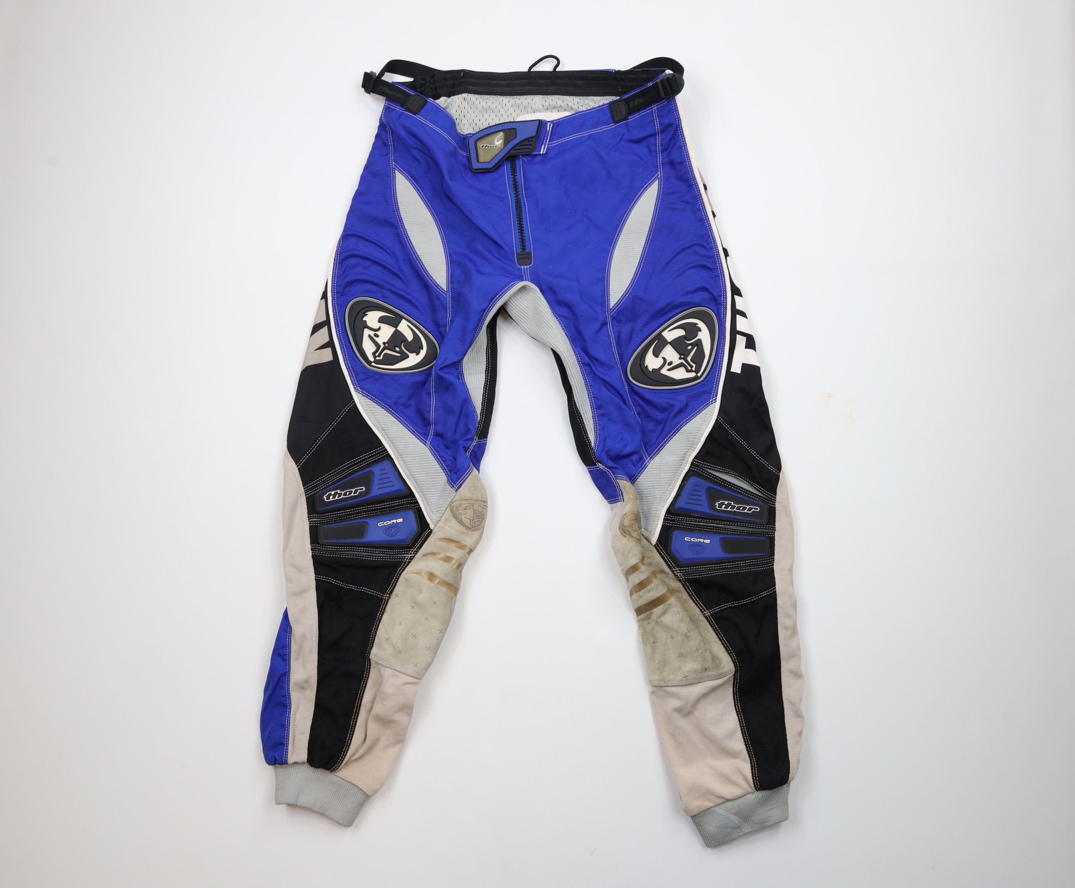 Vintage Vintage Thor Racing Leather Trim Motocross Racing Pants Blue Size US 32 / EU 48 - 1 Thumbnail