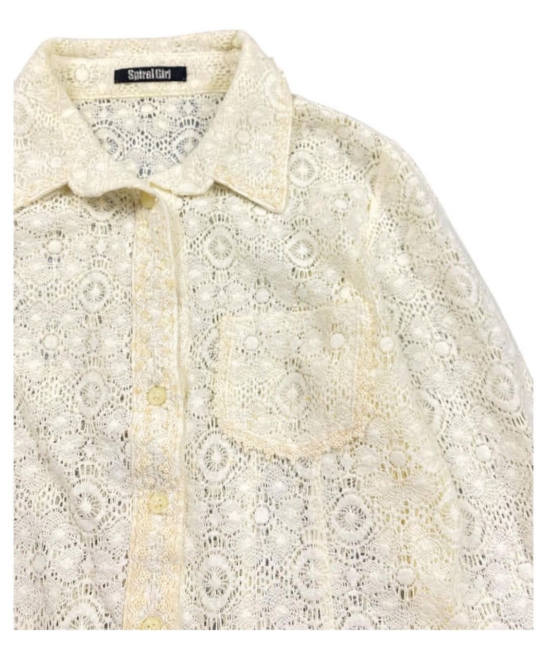 Handmade Vintage Lace Shirt Size S / US 4 / IT 40 - 3 Thumbnail