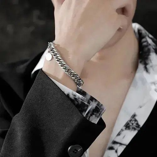 Jewelry Titanium Steel Cuban Link Bracelet for Men Women Size ONE SIZE - 4 Thumbnail