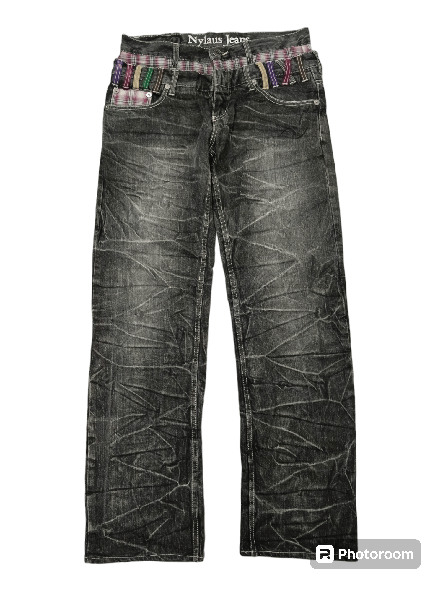 Japanese Brand SICK WASHED BLACK DOUBLE WAIST NYLAUS JEAN Size US 32 / EU 48 - 1 Preview