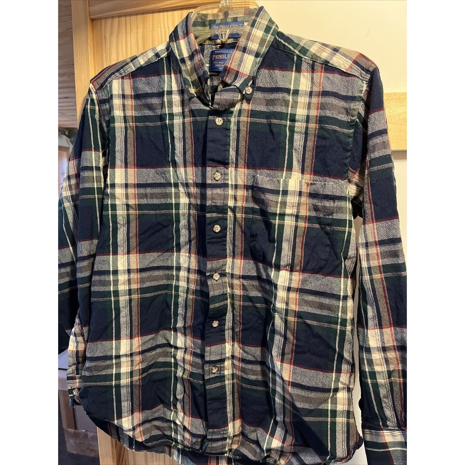 Pendleton Pendleton Sir Men’s M Green Plaid LS Wool Shirt *shrunk* Size US M / EU 48-50 / 2 - 3 Thumbnail