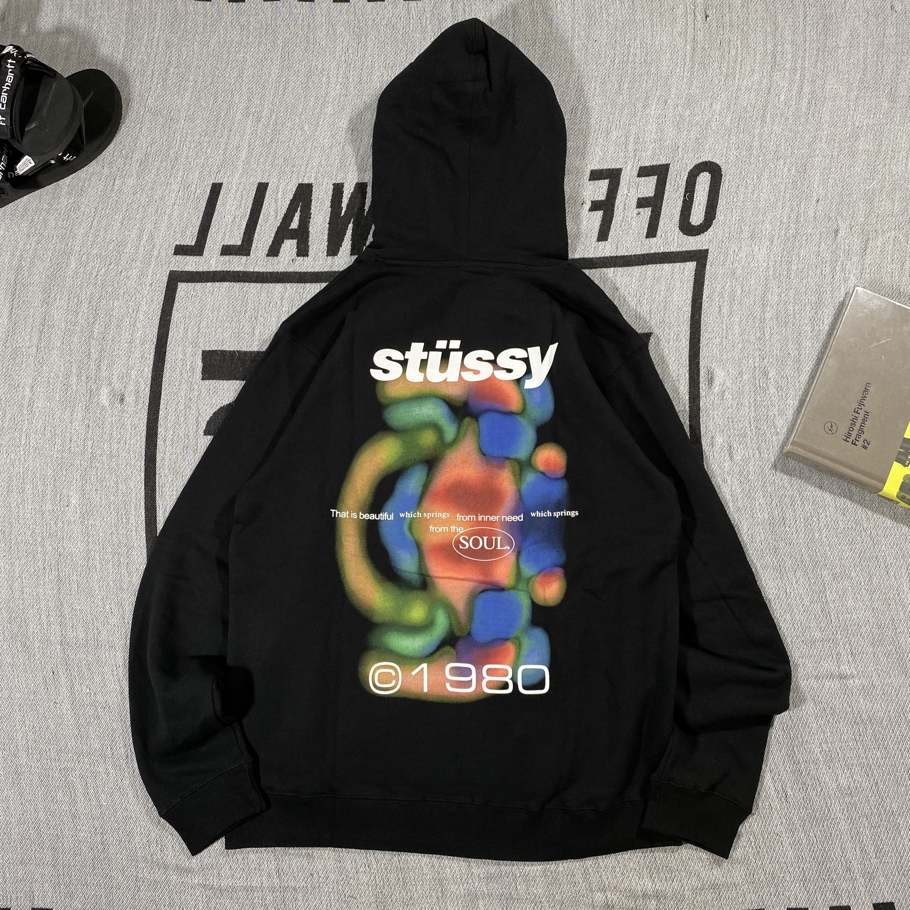 image of Stussy Soul 1980 Hoodie Medium in Black, Men's
