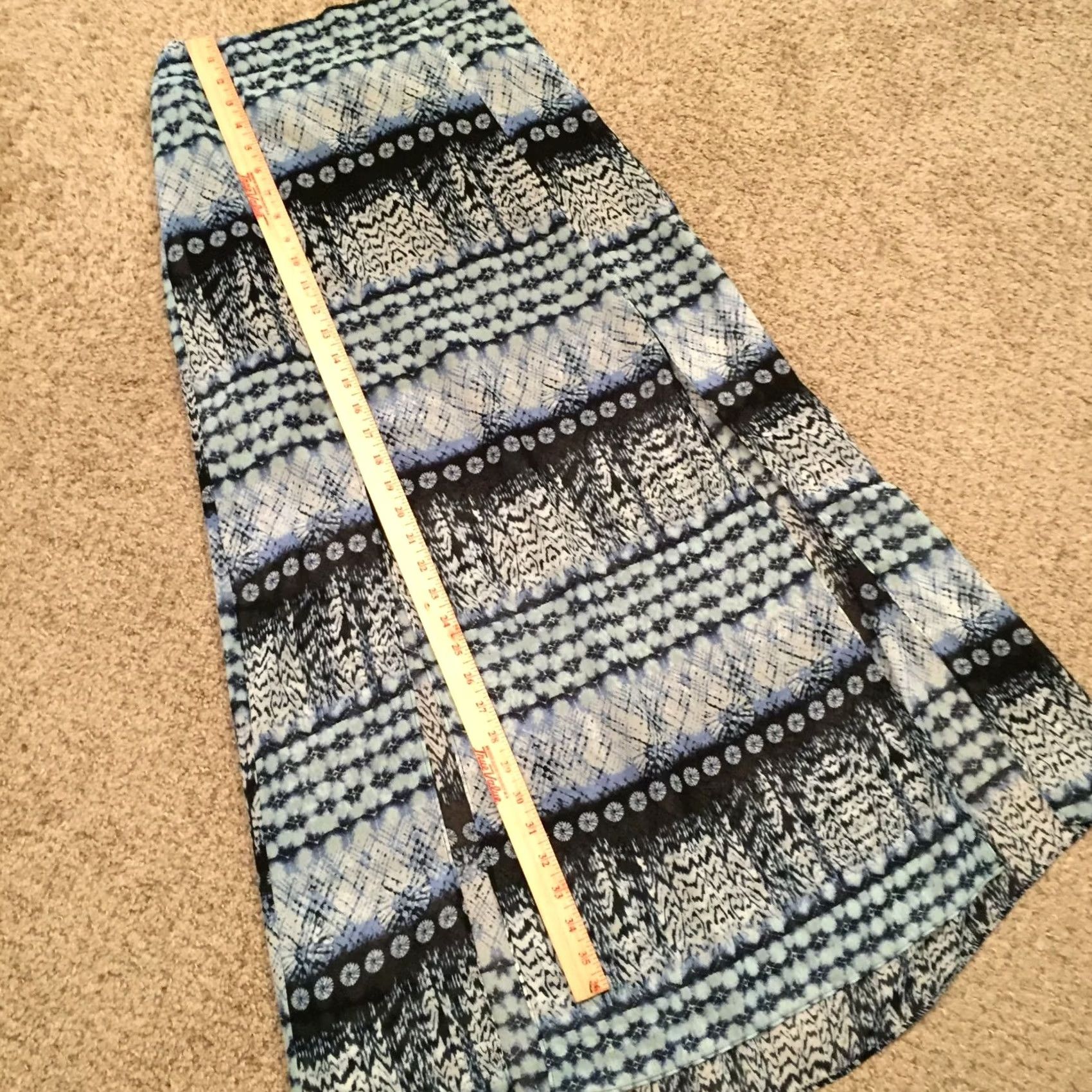 Vintage Maurices Skirt XS Blue Geometric Pull On Maxi Long Lined Lightweight Women Regular Size 26" / US 2 / IT 38 - 4 Thumbnail