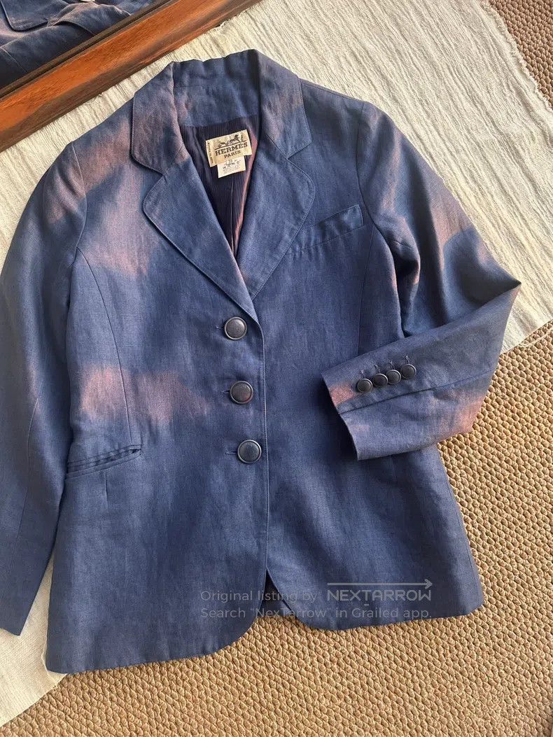 Hermes Hermes Linen casual blazer, blue Size XS / US 0-2 / IT 36-38 - 3 Thumbnail