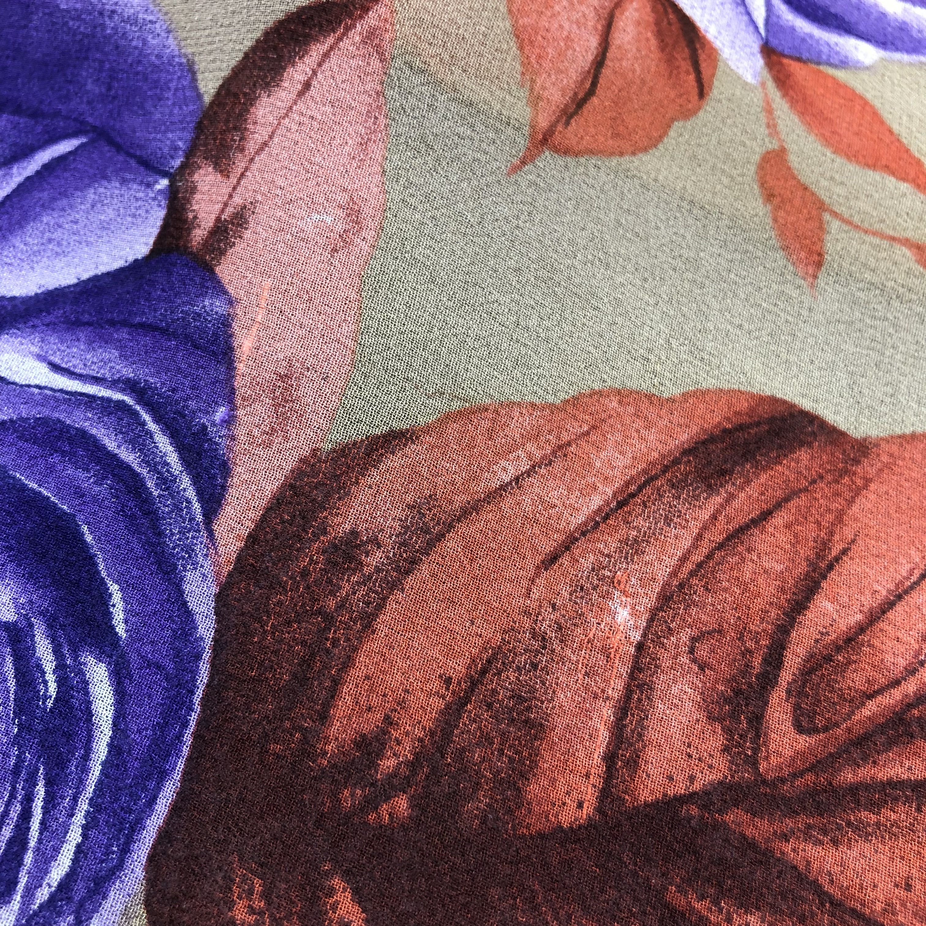 Vintage Floral Hand Rolled Silk Scarf M875 Size ONE SIZE - 6 Thumbnail