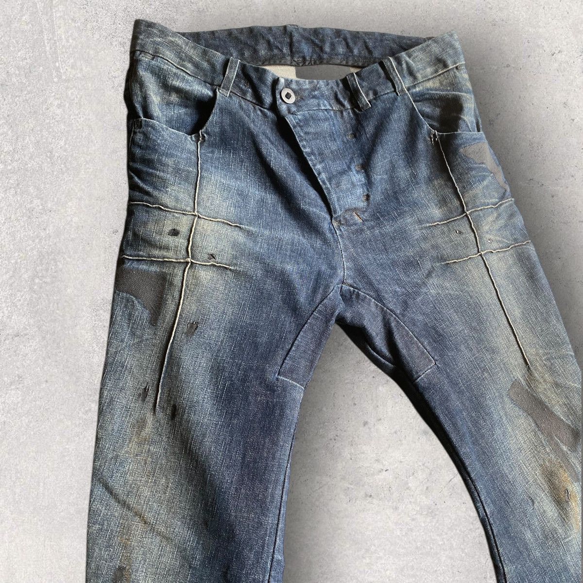 Boris Bidjan Saberi AW21 P13 Tight Fit Dirty Dark Denim Size US 34 / EU 50 - 2 Thumbnail