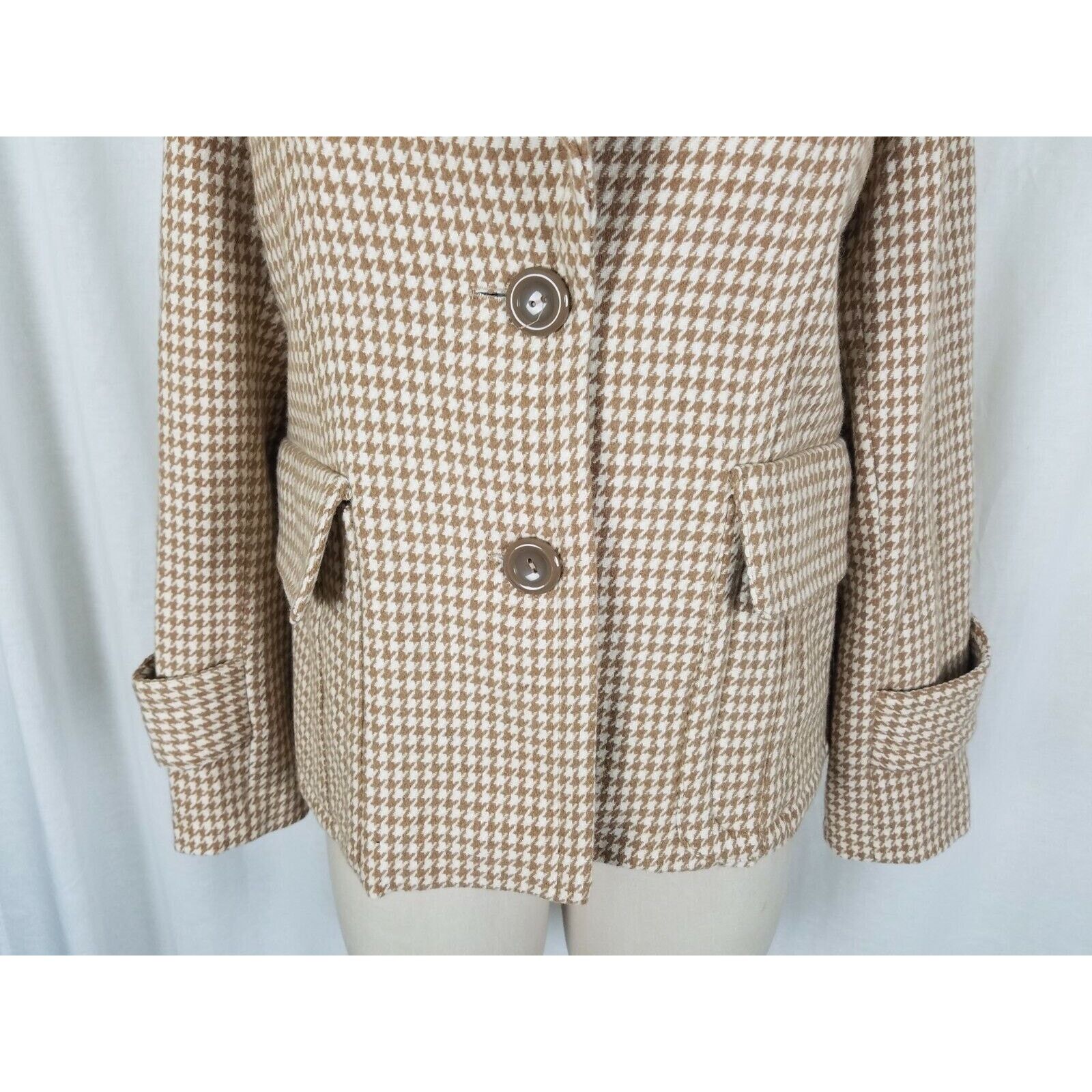 Vintage Vtg Robert Louis Houndstooth Wool Jacket Blazer Belted Size M / US 6-8 / IT 42-44 - 3 Thumbnail