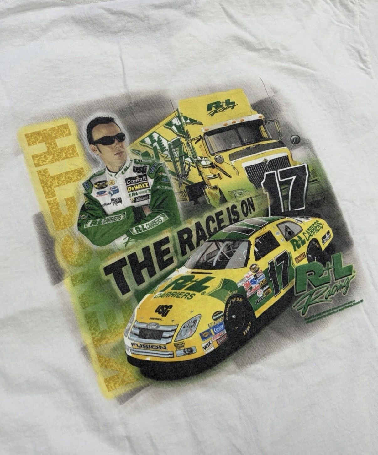 NASCAR Vintage 90s Y2k Nascar Matt Kenseth Racing Tee XL White Size US XL / EU 56 / 4 - 5 Thumbnail