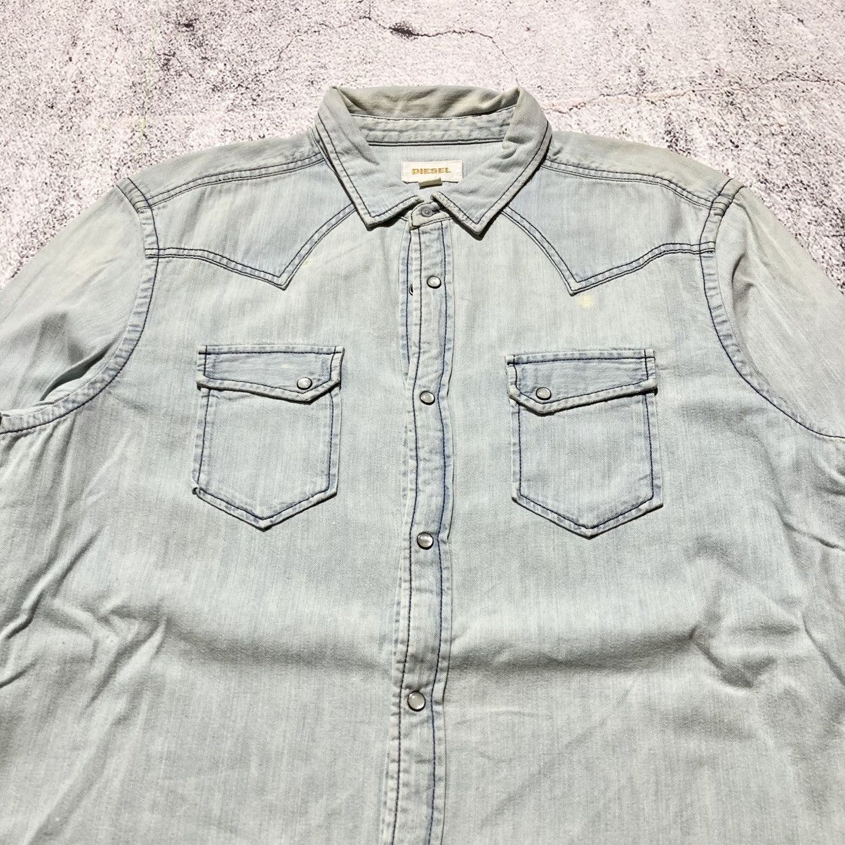Diesel Vintage Diesel Cowboy Western Shirt Blue Washed Jeans Size US XL / EU 56 / 4 - 4 Thumbnail