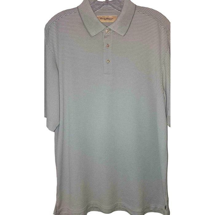 Tommy Bahama Tommy Bahama Mens Medium Gray Striped Short Sleeve Polo ...