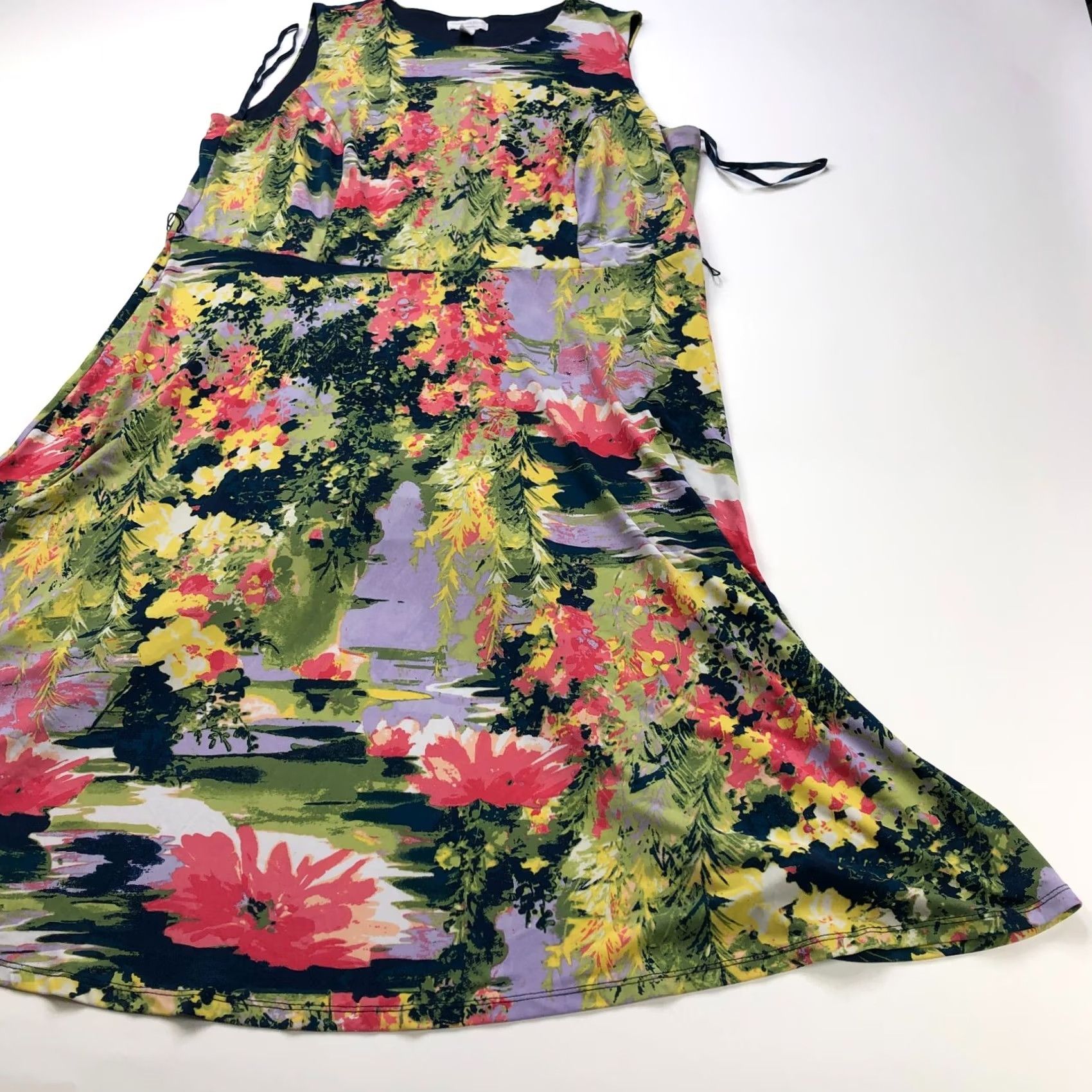 Charter Club Charter Club Dress Womens 1X Plus Line Abstract All Over Print Midi Calf Length Size XL / US 12-14 / IT 48-50 - 2 Thumbnail