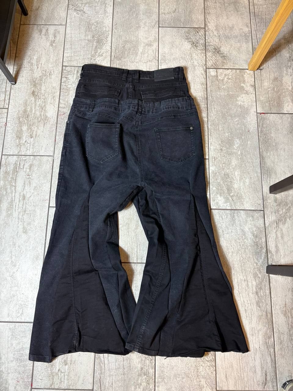 Japanese Brand Custom Black Baggy Distressed Jeans Painted Wide Leg Size US 31 - 4 Thumbnail