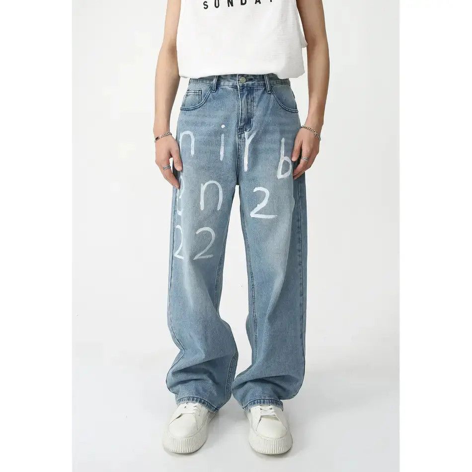 Japanese Brand Retro loose wide leg printed jeans Size US 32 / EU 48 - 1 Thumbnail