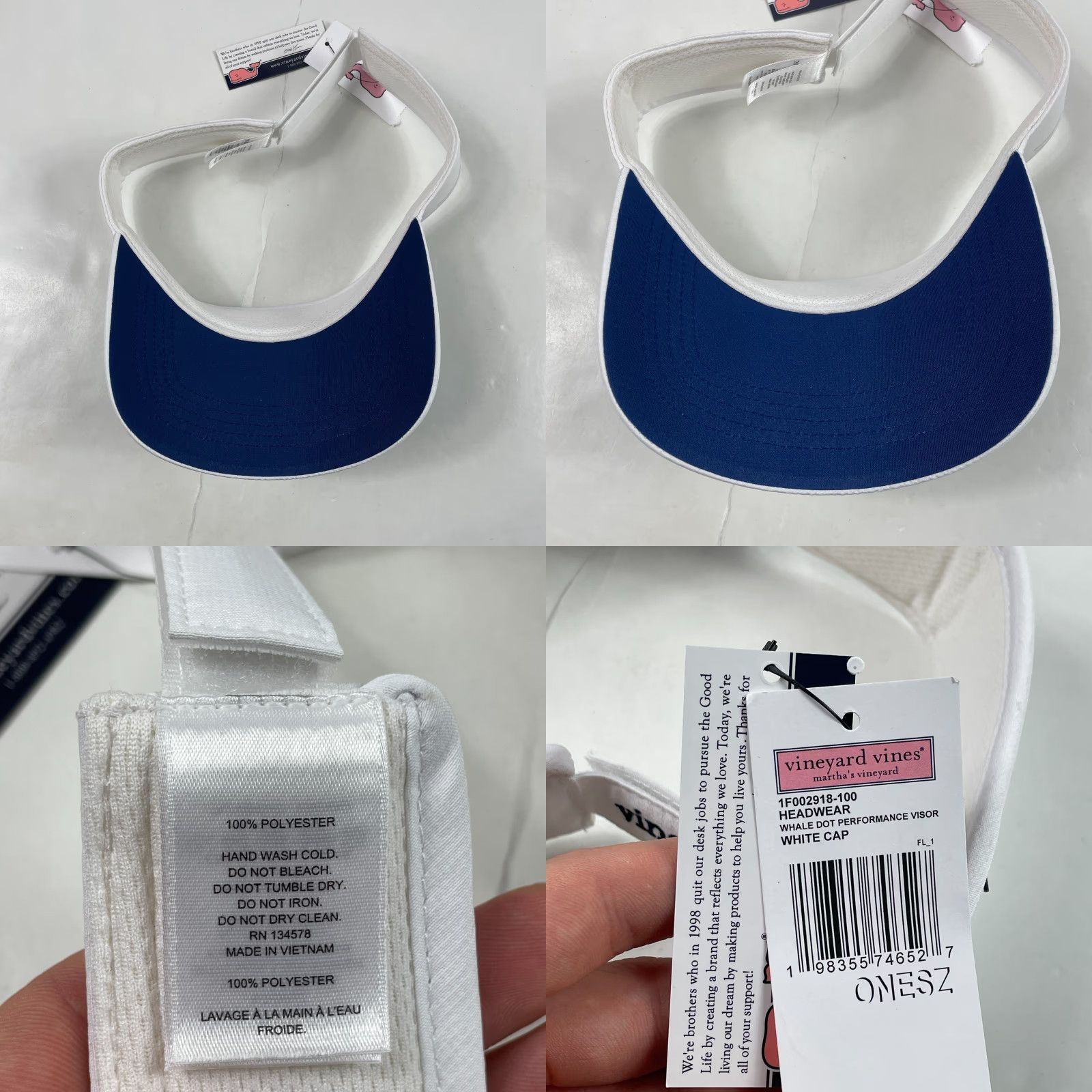 Vineyard Vines Vineyard Vines Hat Cap Visor Strap Back White USA Patriotic Tennis Golf Golfing Unisex Adults One Size White Visor Casual Outdoor Adjustable Size ONE SIZE - 8 Thumbnail