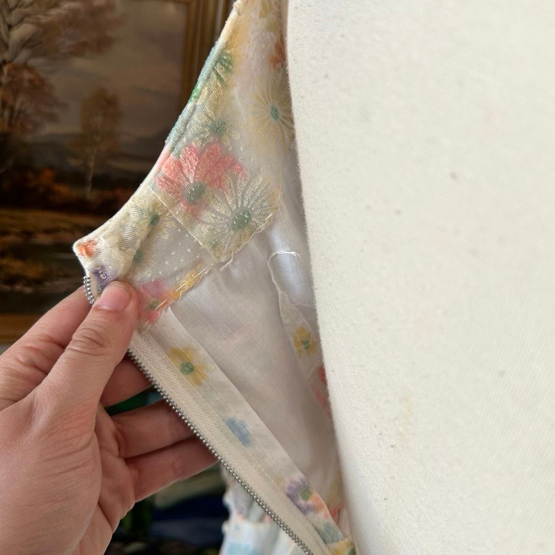 Handmade handmade vintage babydoll 70s pastel floral dress Size XS / US 0-2 / IT 36-38 - 4 Thumbnail