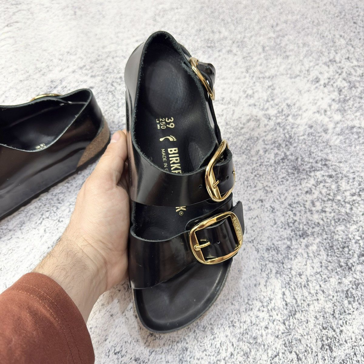 Birkenstock × Designer Birkenstock Milano Black/Gold Leather Sandals 39size 25cm Size US 8.5 / IT 38.5 - 6 Thumbnail