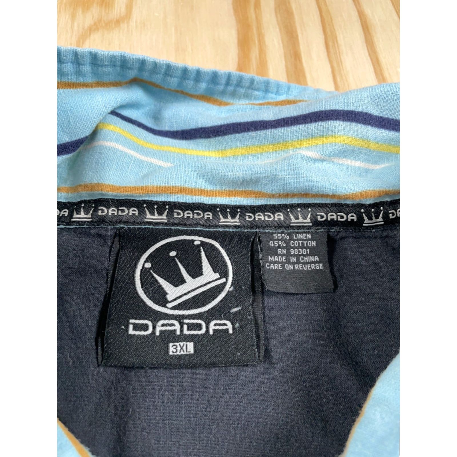 Vintage VINTAGE DADA SHIRT Striped Short Sleeve Men 3XL Light Blue Linen-Cotton Damani Dada Tag Hip Hop Retro Style 90s Mens Size US XXL / EU 58 / 5 - 3 Thumbnail