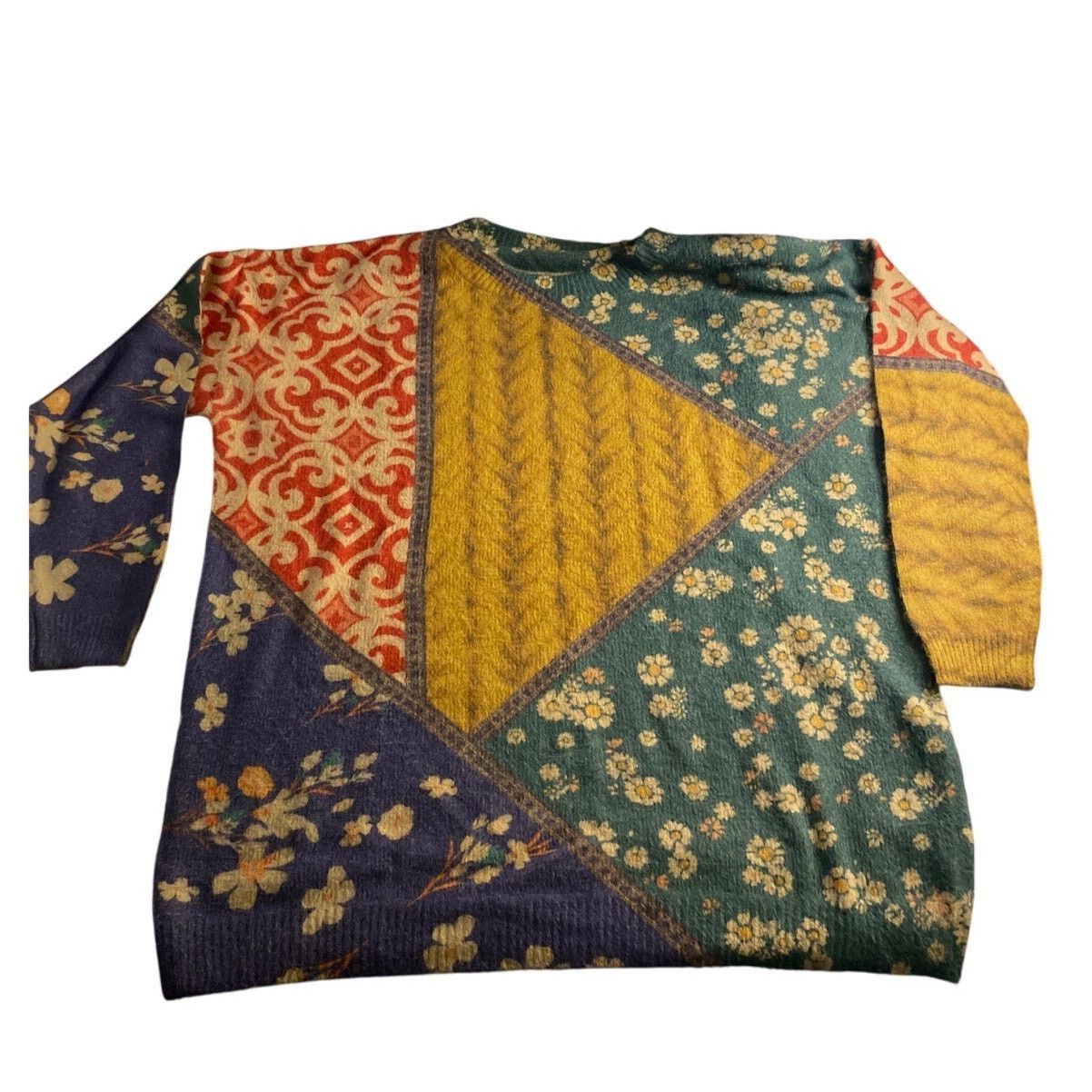 Other Boho Patchwork Oversized Sweater Multicolor Floral Print M Size M / US 6-8 / IT 42-44 - 3 Thumbnail