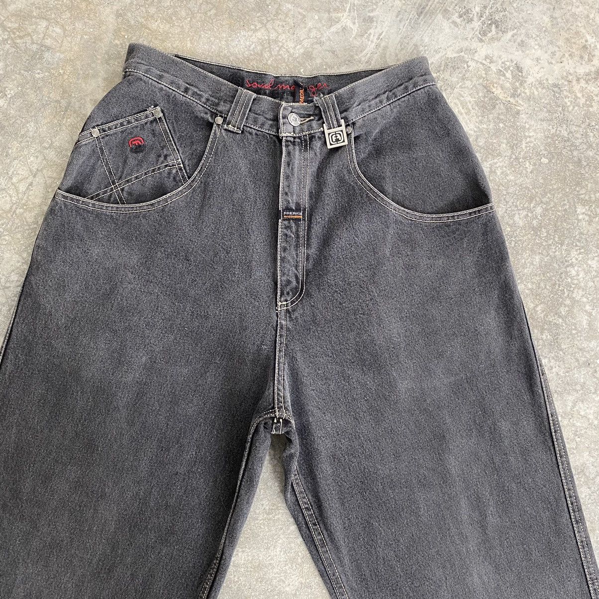 JNCO Vintage Freaky Massivebob Faded Grey Baggy Denim Jeans Size US 29 - 3 Thumbnail