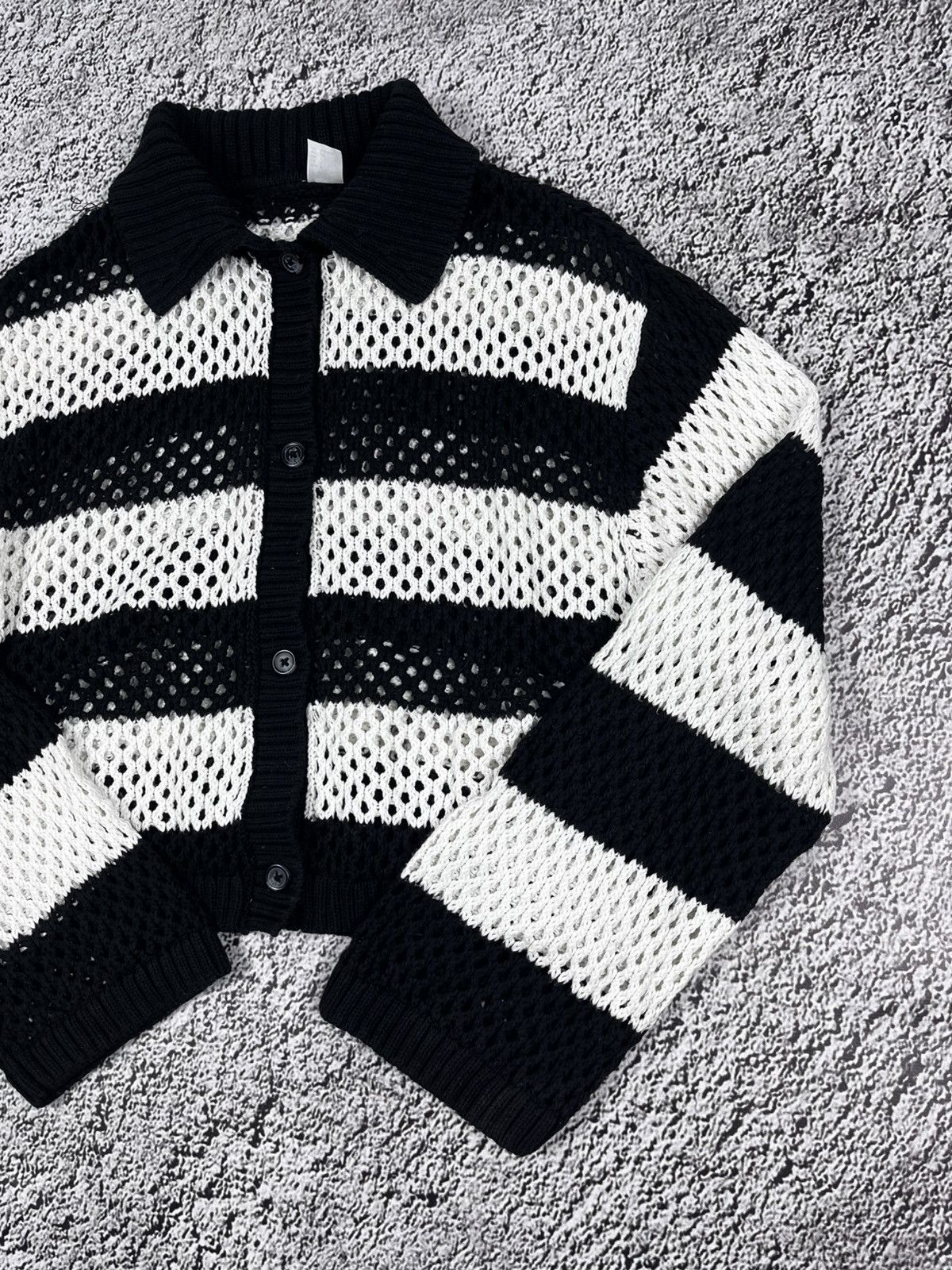 Vintage Vintage Y2K striped mesh cardigan rock japanese size s Size S / US 4 / IT 40 - 3 Thumbnail