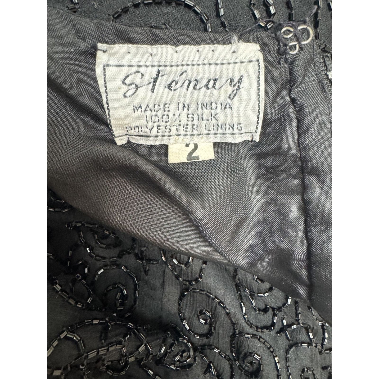 Other Vintage 1980s Pure Silk Beaded Dress Black Whimsigoth Dress Size S / US 4 / IT 40 - 11 Thumbnail