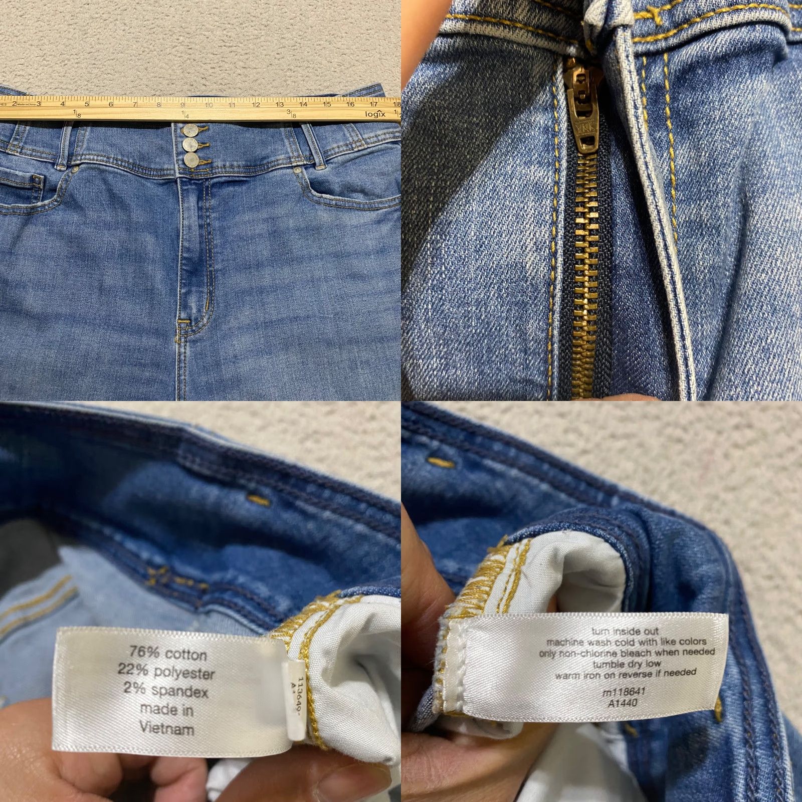Vintage Lane Bryant Jeans 18W Plus Capri Blue Denim High Rise Distressed Size 40" / US 18 - 8 Thumbnail